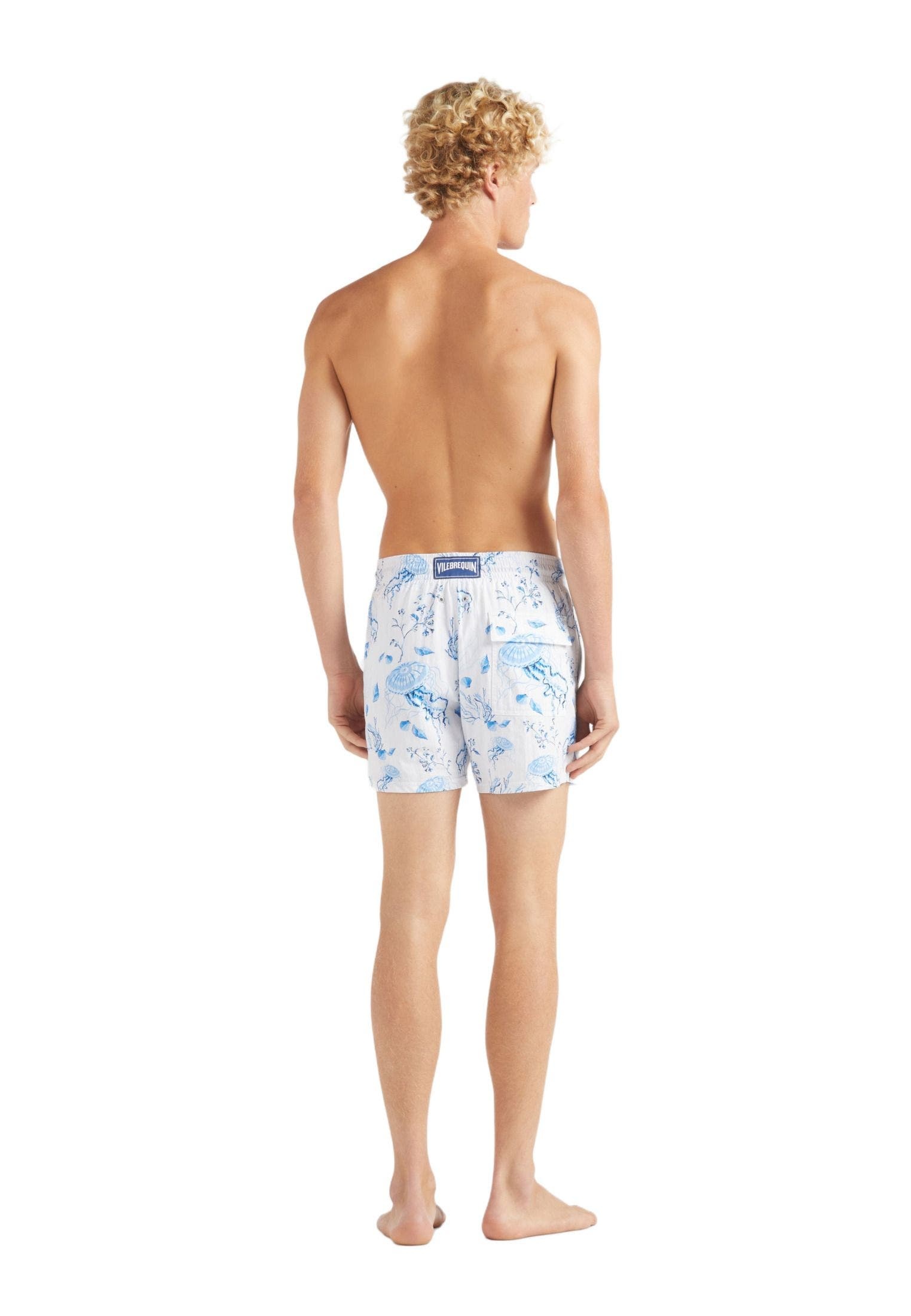 Vilebrequin Stretch Short Swim Shorts Medusa and Shells in White at Nordstrom - 4