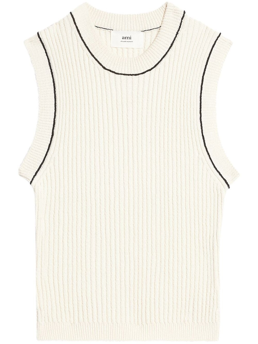 contrast-stitch sleeveless knit top - 1
