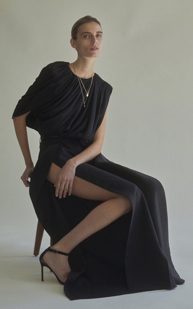 HEIRLOME Marie Draped Silk Top black outlook