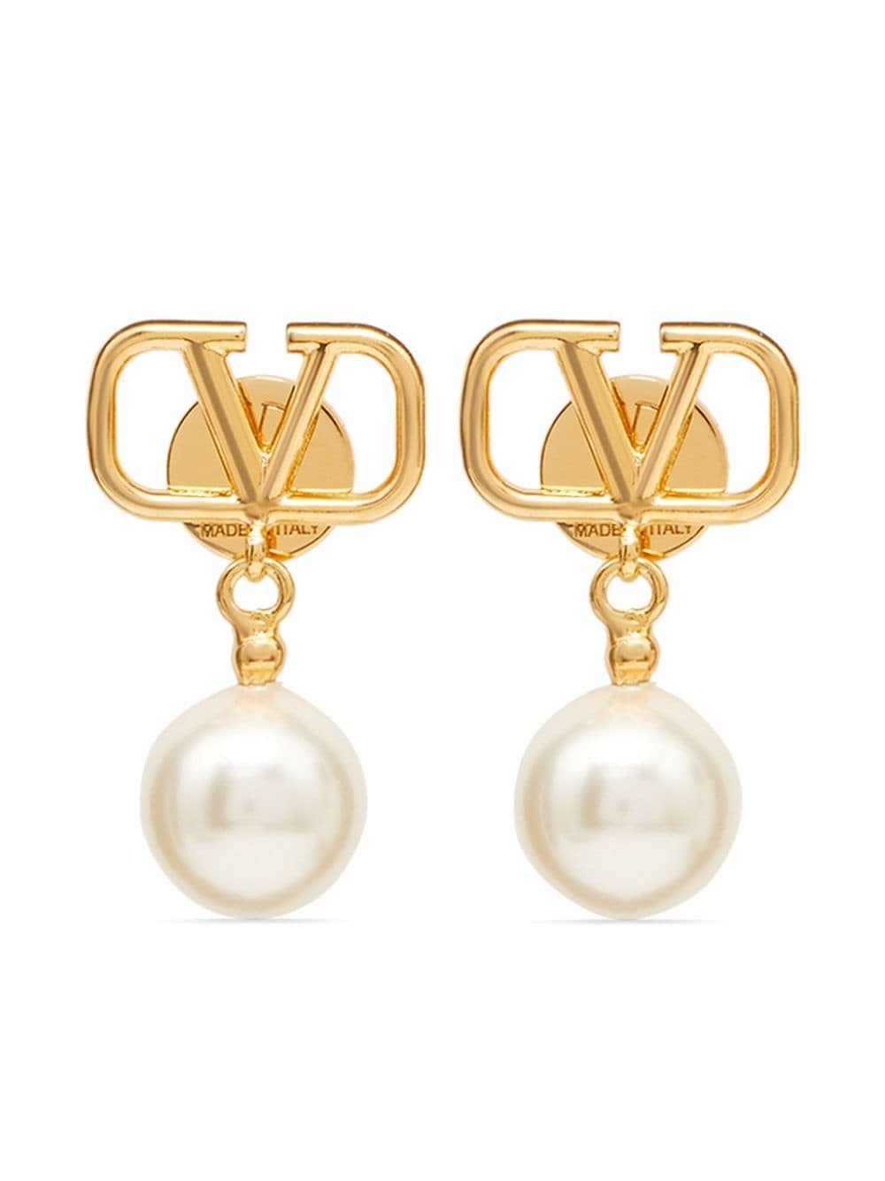 VLogo Signature pearl drop earrings - 1