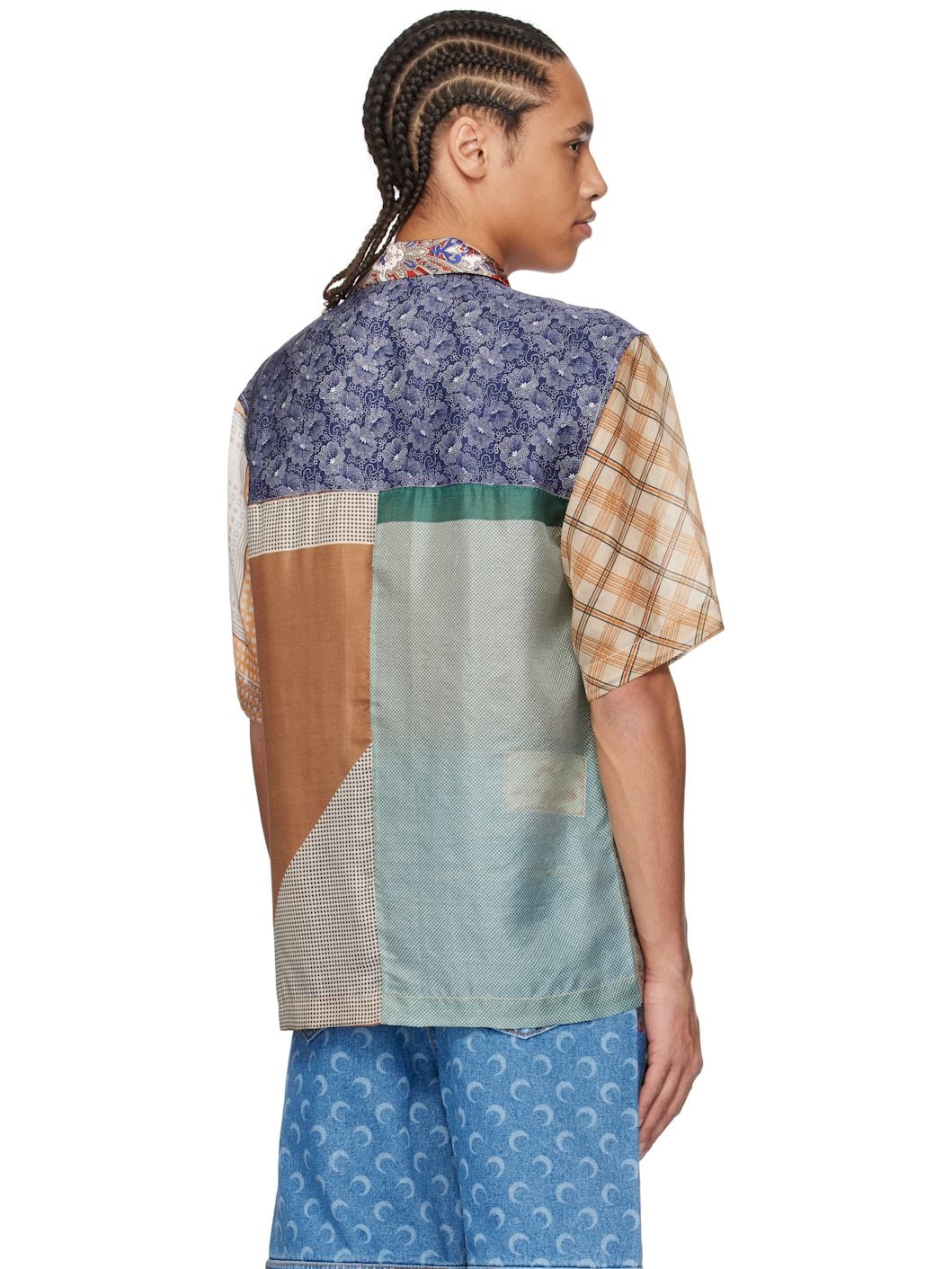 Multicolor Regenerated Silk Scarves Bowling Shirt - 3