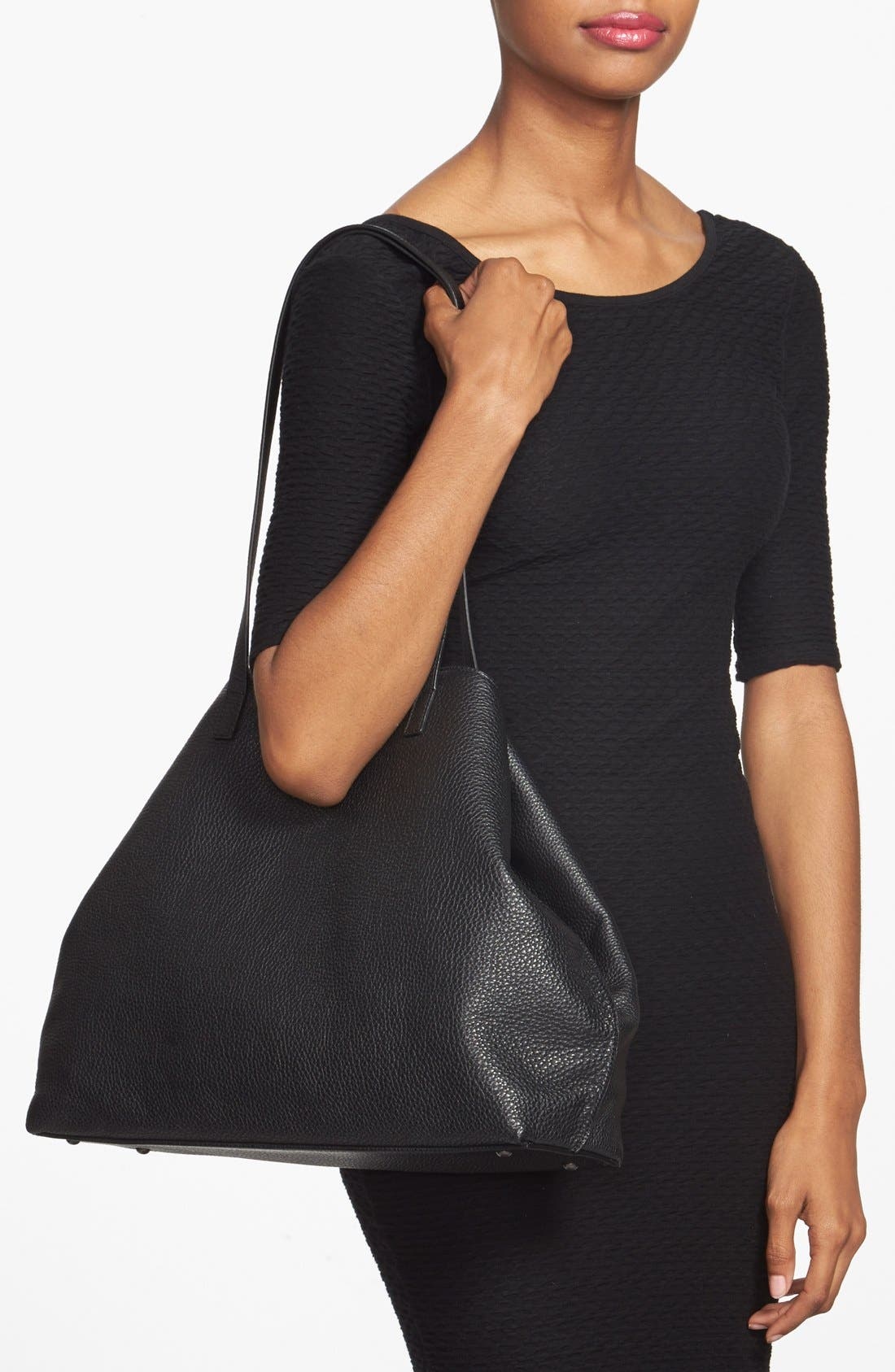 Akris 'Ai Medium Shoulder Tote' Leather Shoulder Tote in Black at Nordstrom - 3