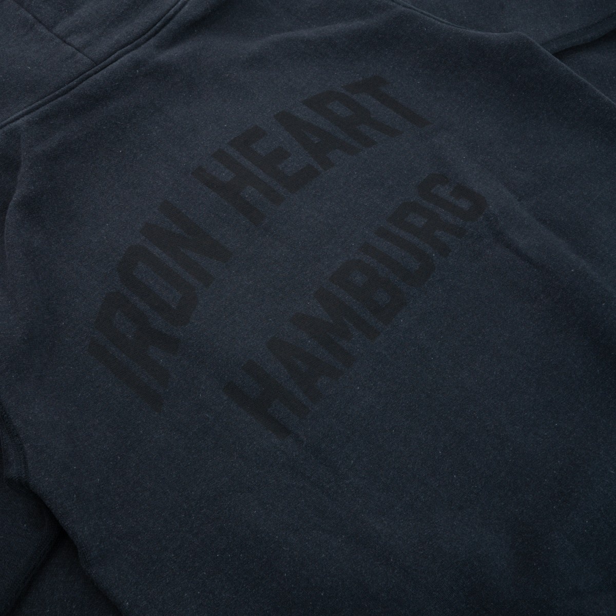 IHSW-HAM-BLK 14oz Ultra Heavyweight "Iron Heart Hamburg" Hooded Sweat – Vintage Black - 6