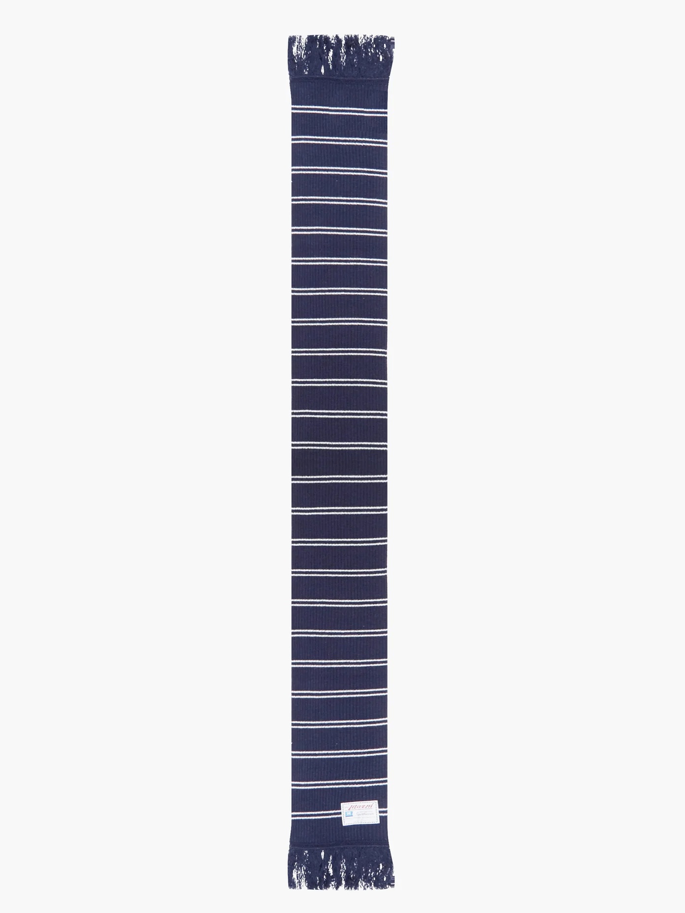 Logo-label striped wool-blend scarf - 4