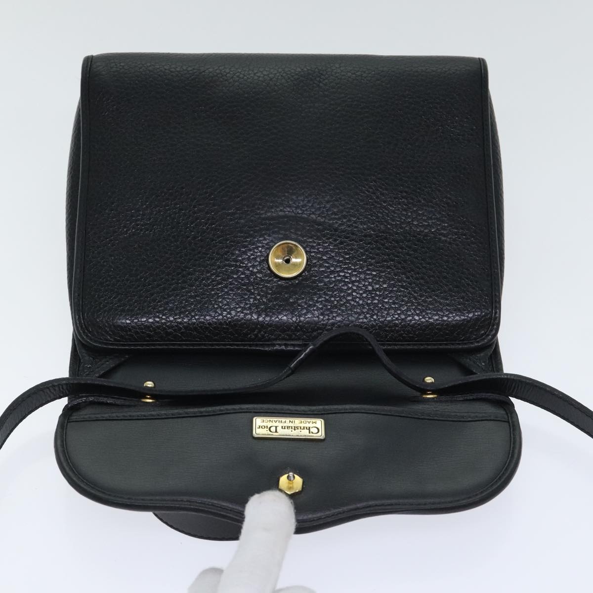 DIOR Hand Bag Leather Black Gold - 10