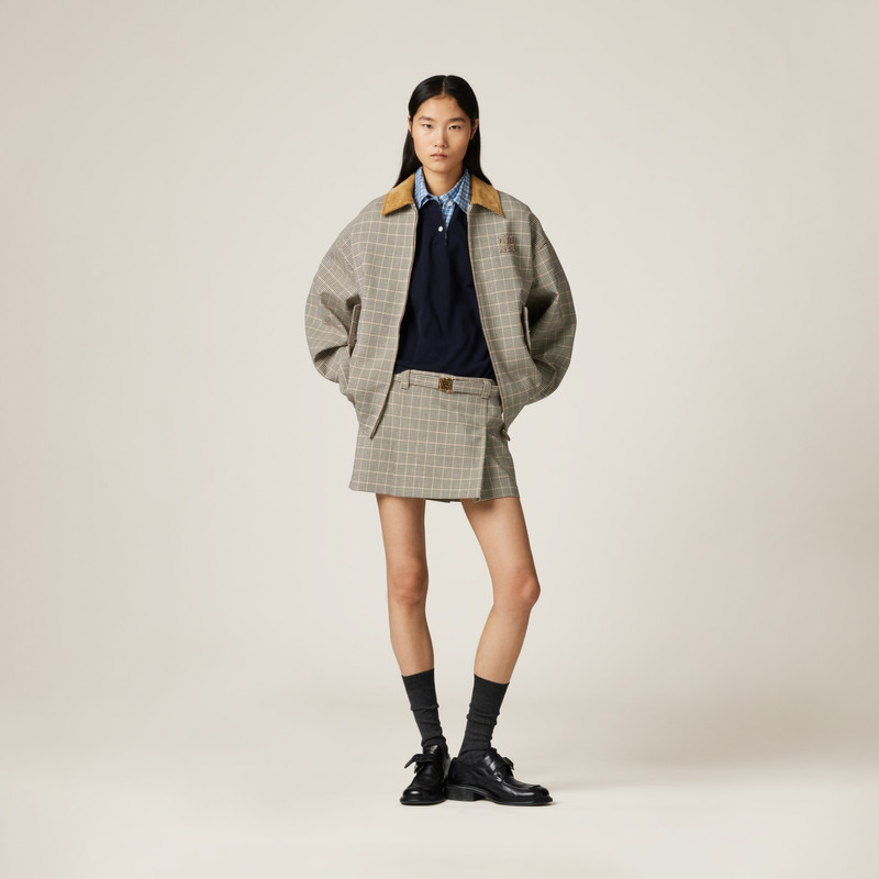Miu Miu Checked double weave blouson jacket outlook