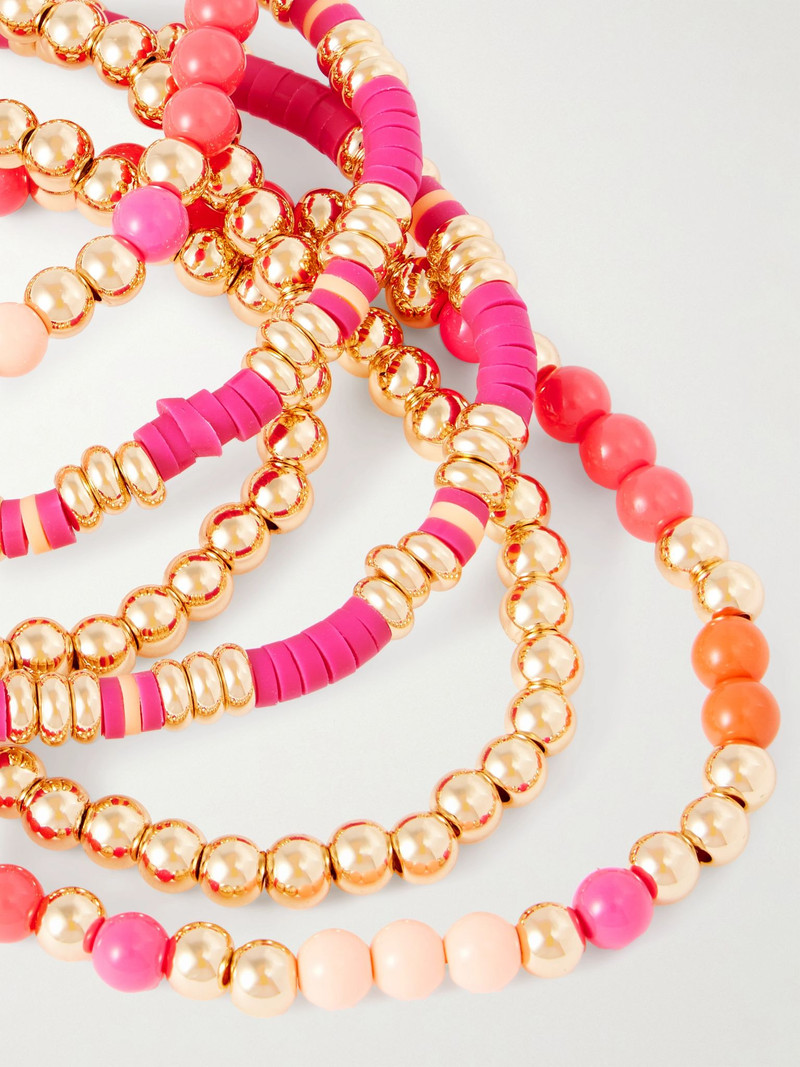 The Love Bunch set of six gold-tone, enamel and heishi bracelets Pink 4