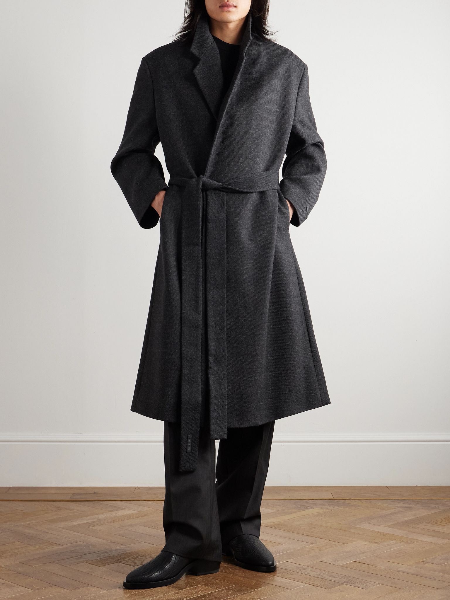 Double-Breasted Virgin Wool Coat Black - 3