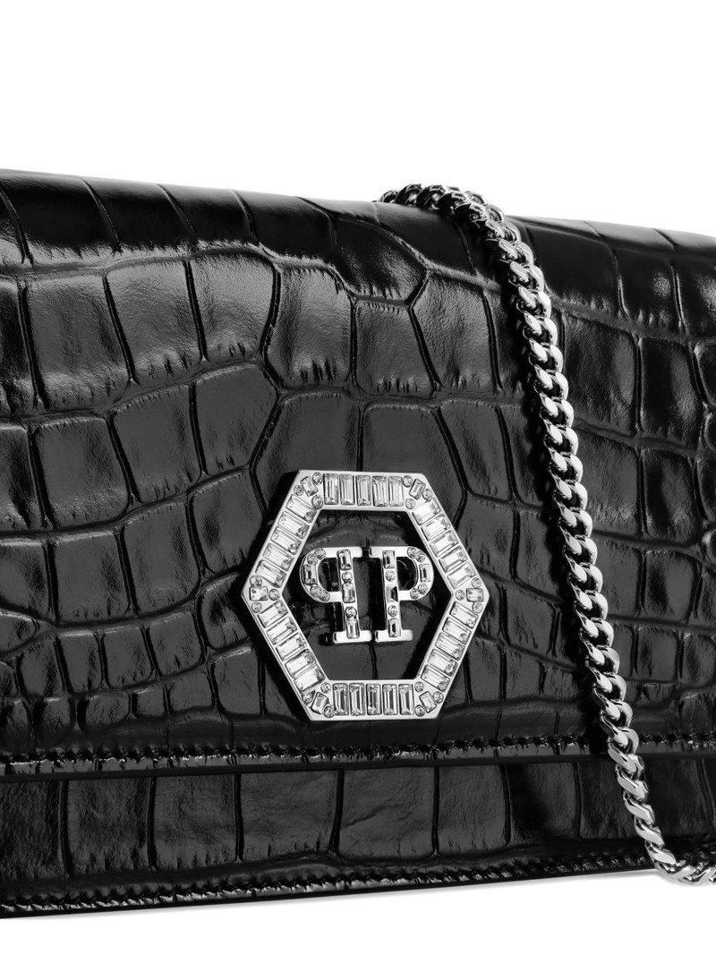 crystal-embellished crocodile-effect clutch 5