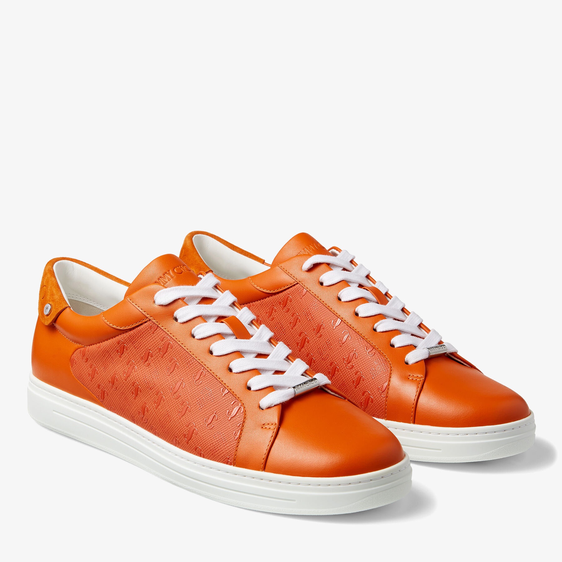 Rome/M
Amber Orange JC Monogram Pattern and Leather Low-Top Trainers - 2