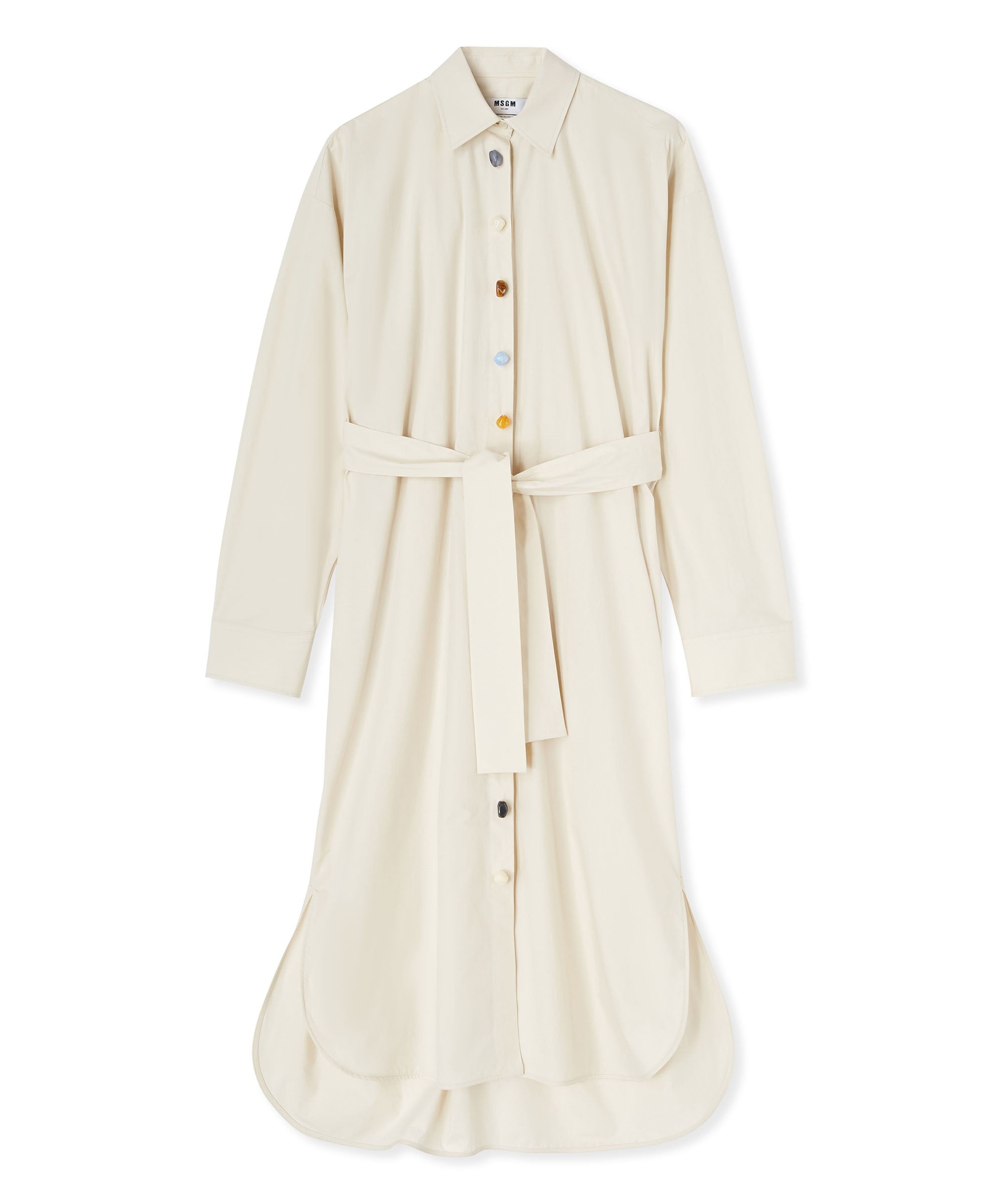 Poplin chemisier shirt dress with jewel stone application - 1