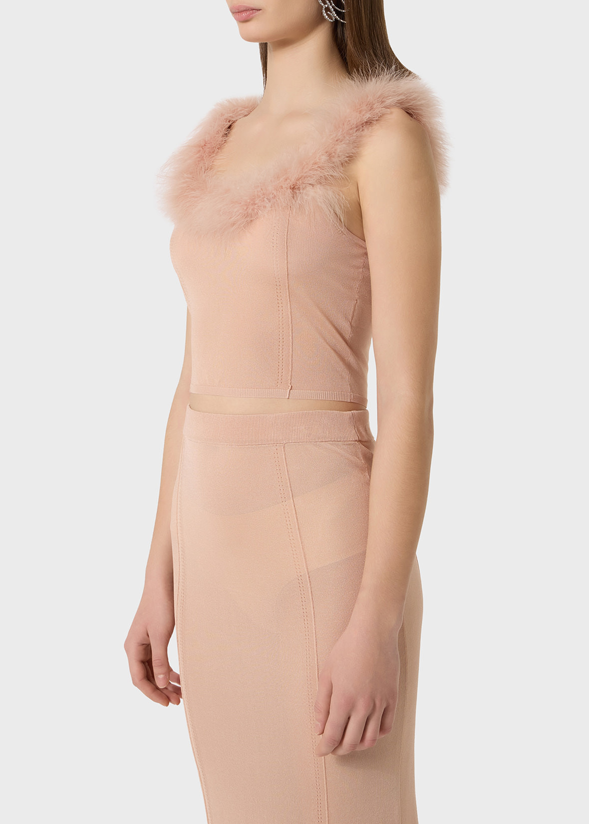 KNIT TOP WITH FEATHER-EDGED NECKLINE - 5