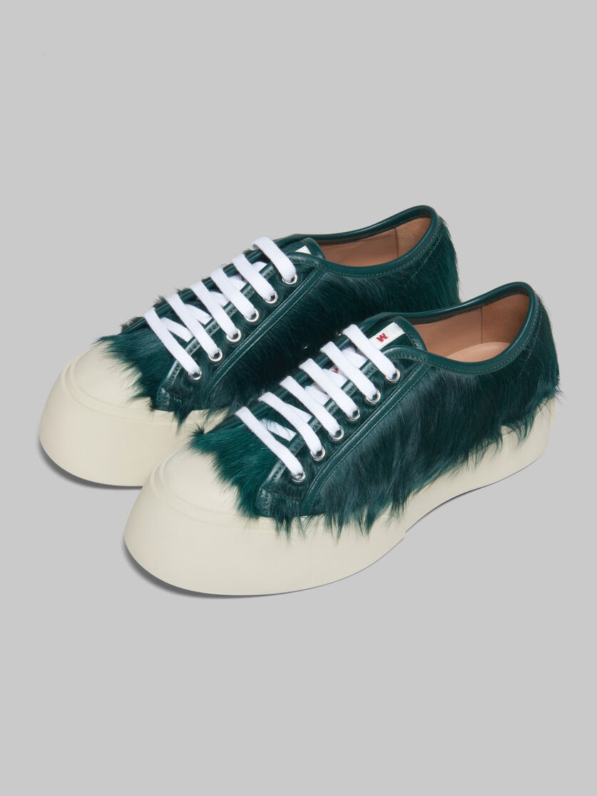 SEA GREEN LONG-HAIR CALFSKIN PABLO LACE-UP SNEAKER - 5