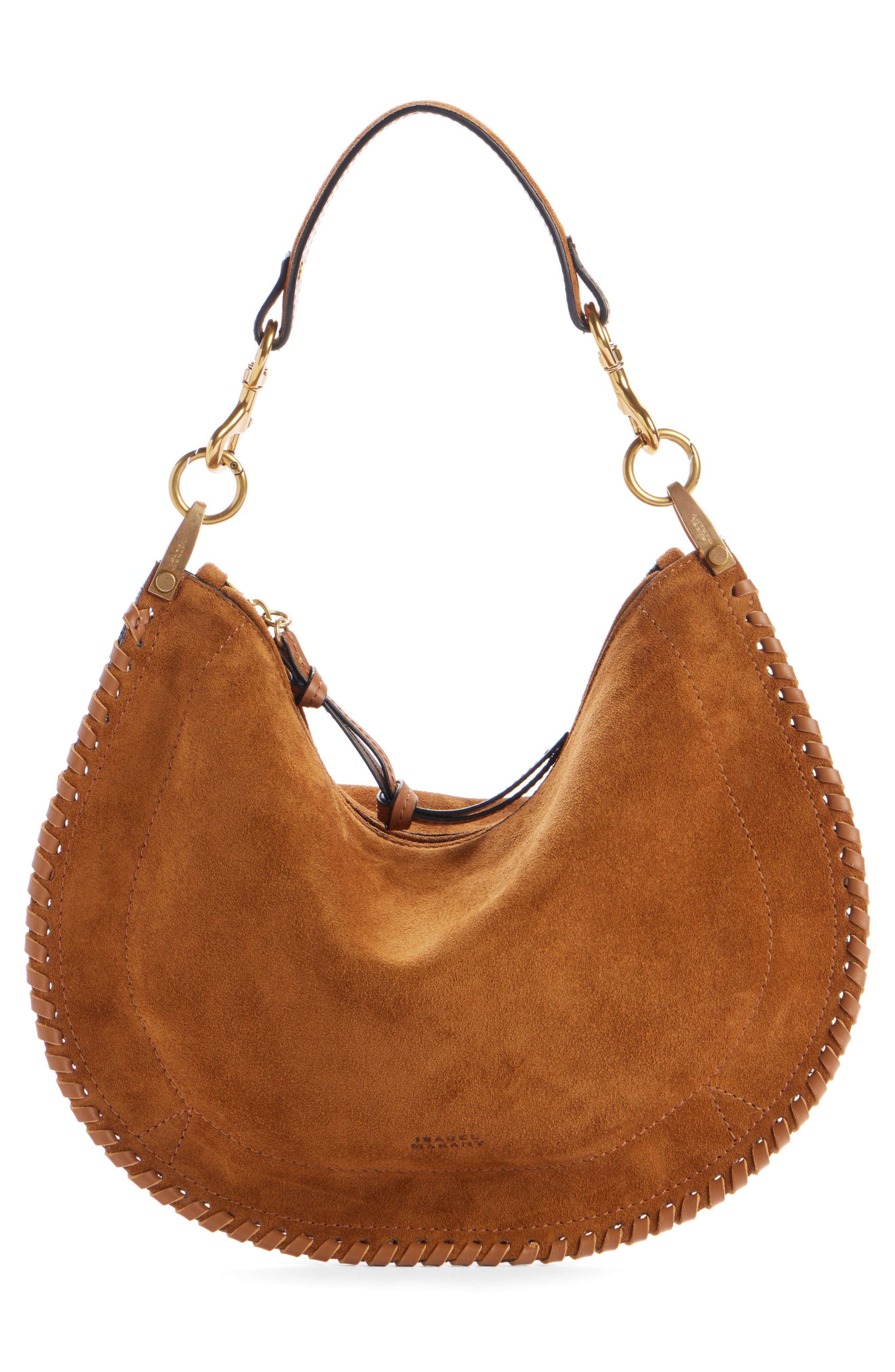 Isabel Marant Oskan Whipstitch Soft Suede Shoulder Bag in Cognac at Nordstrom - 4