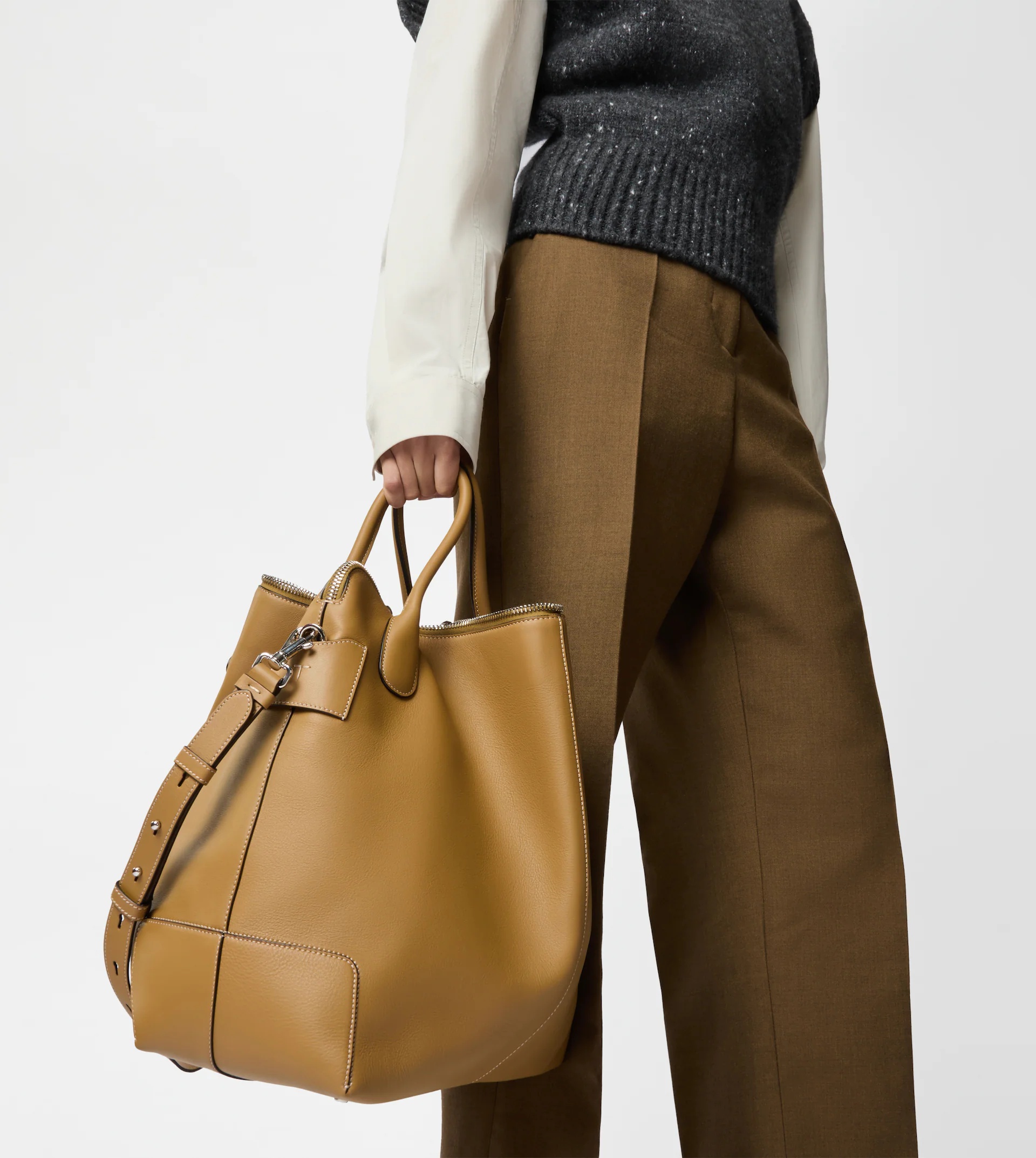 TOD'S DI BAG SWING IN LEATHER LARGE - BROWN - 2