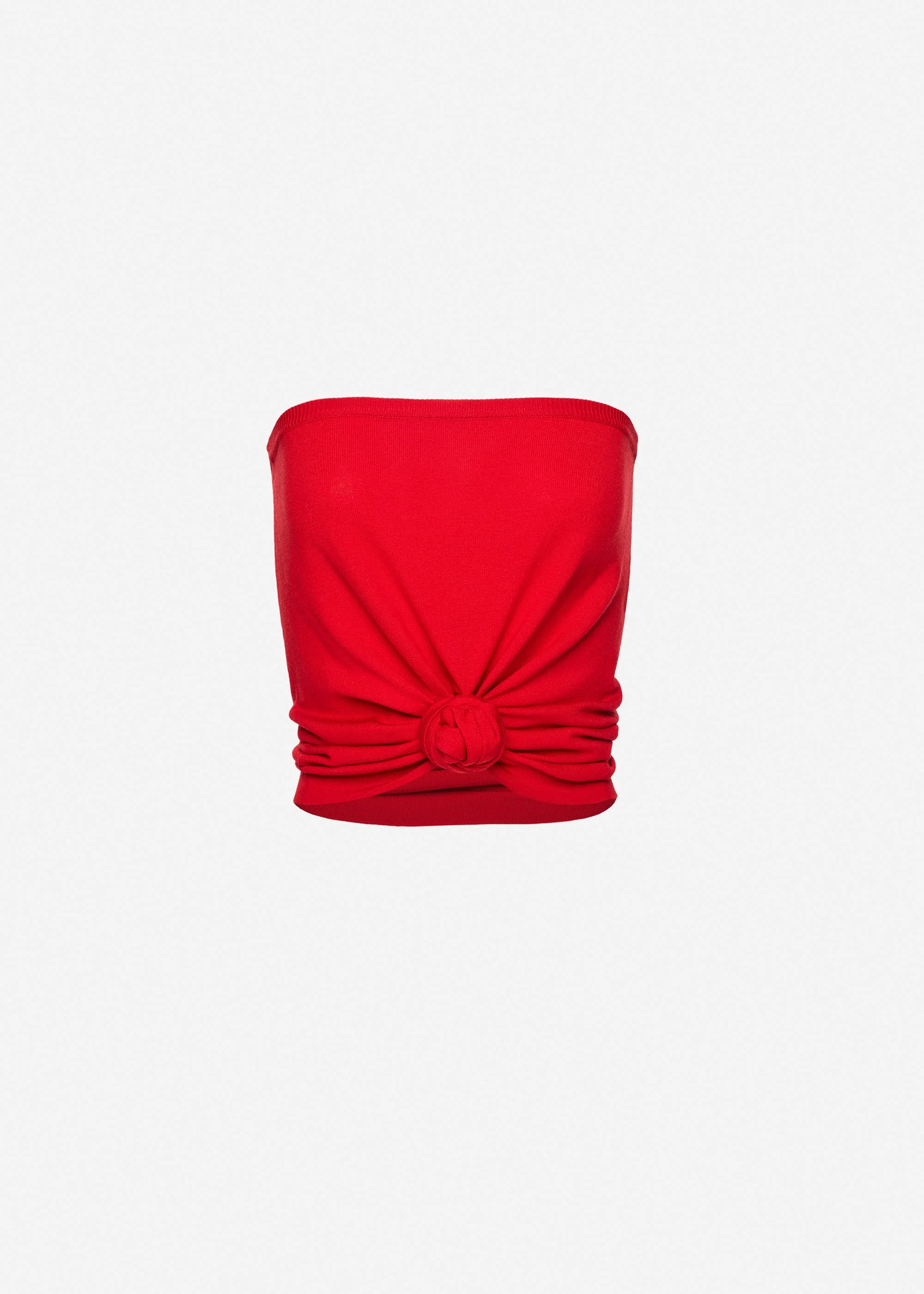 Knot bandeau wool top in red - 1