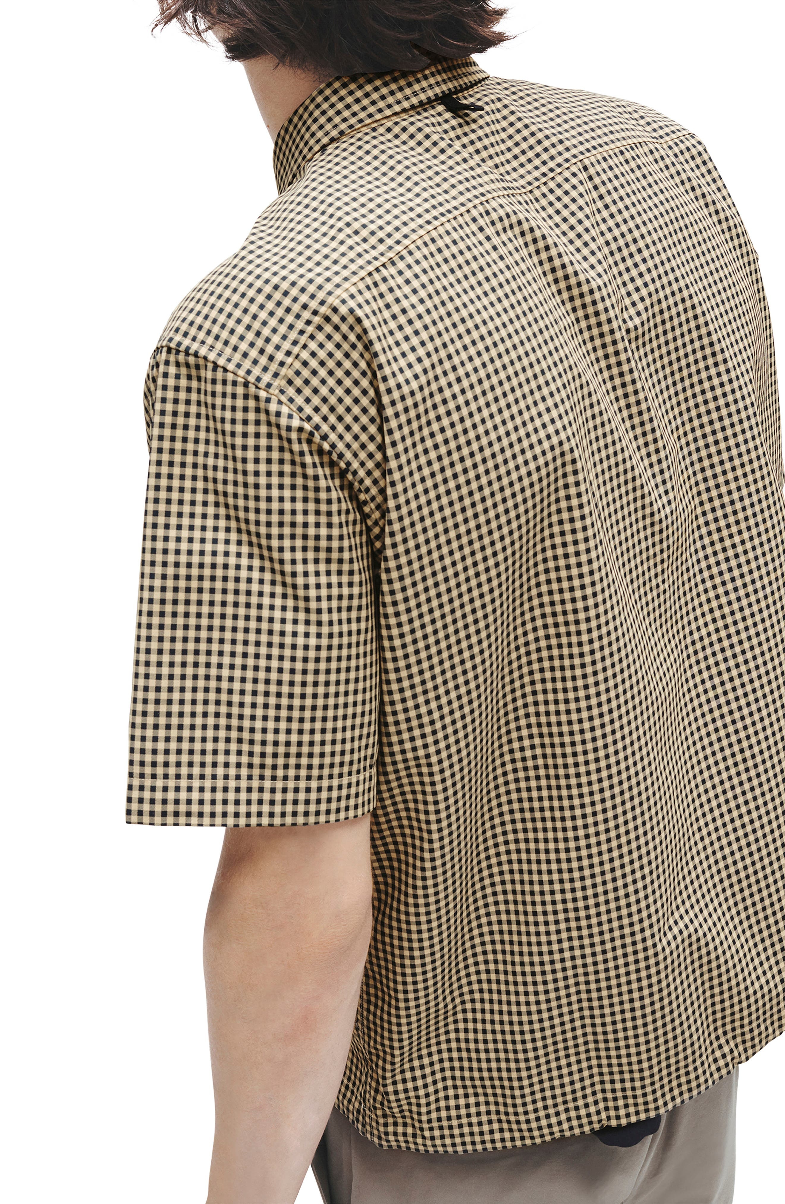 Noah Gingham Short Sleeve Nylon Zip-Up Shirt - 2