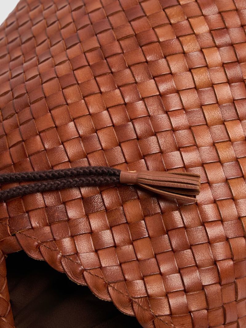 Hand braided leather straps basket bag - 4