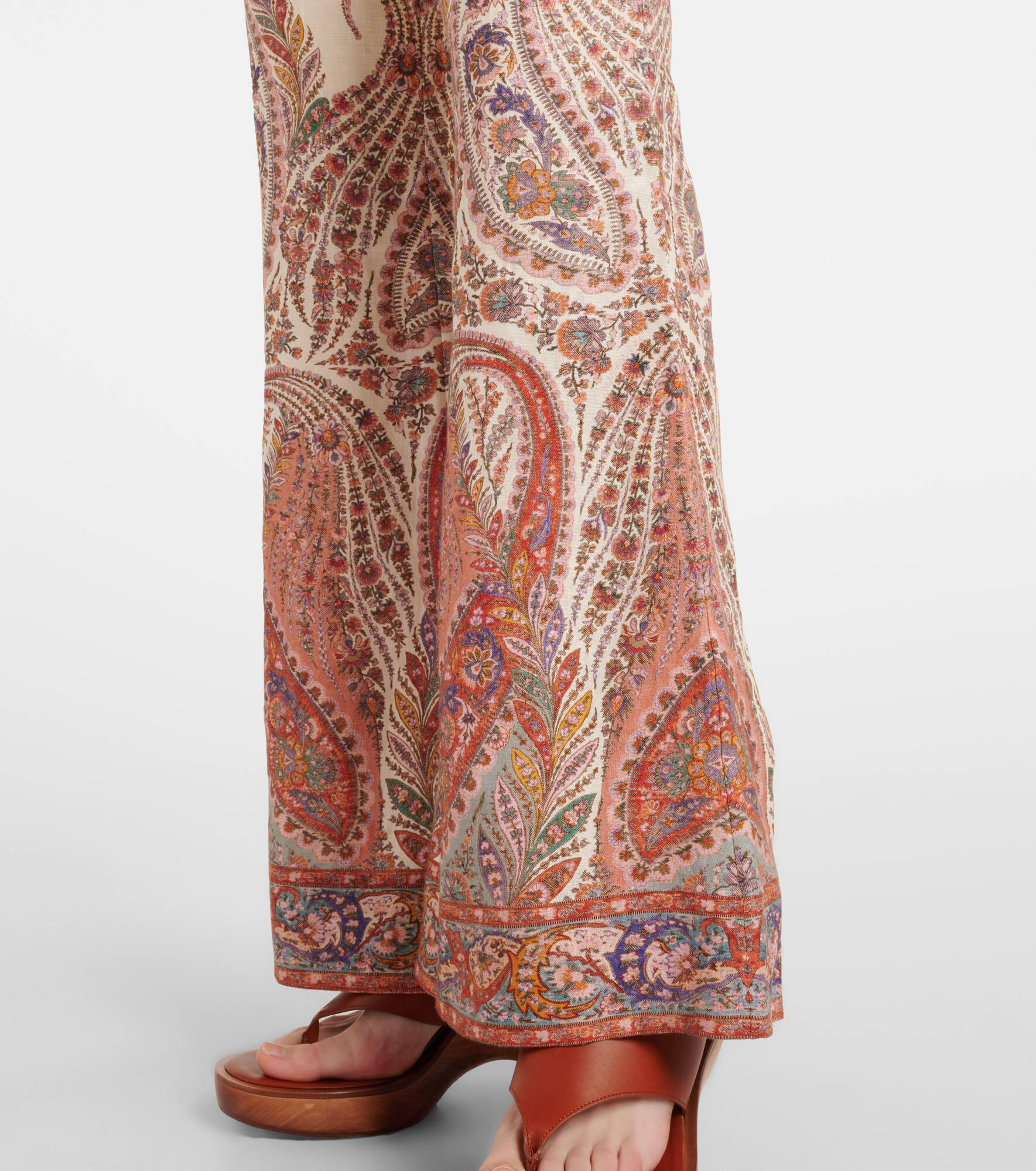 Paisley linen flared pants - 5