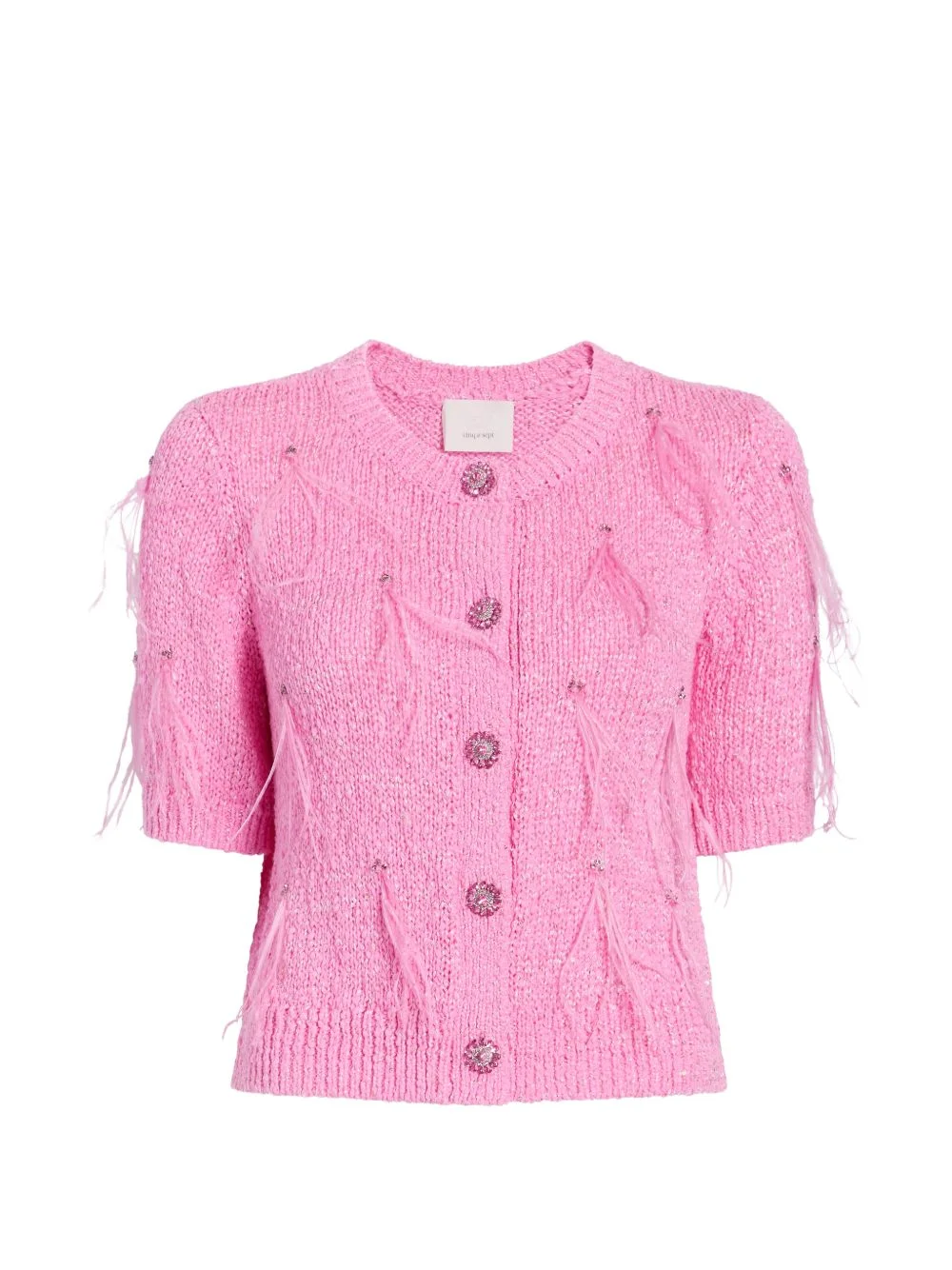 Coralie feather-embellished cardigan - 1