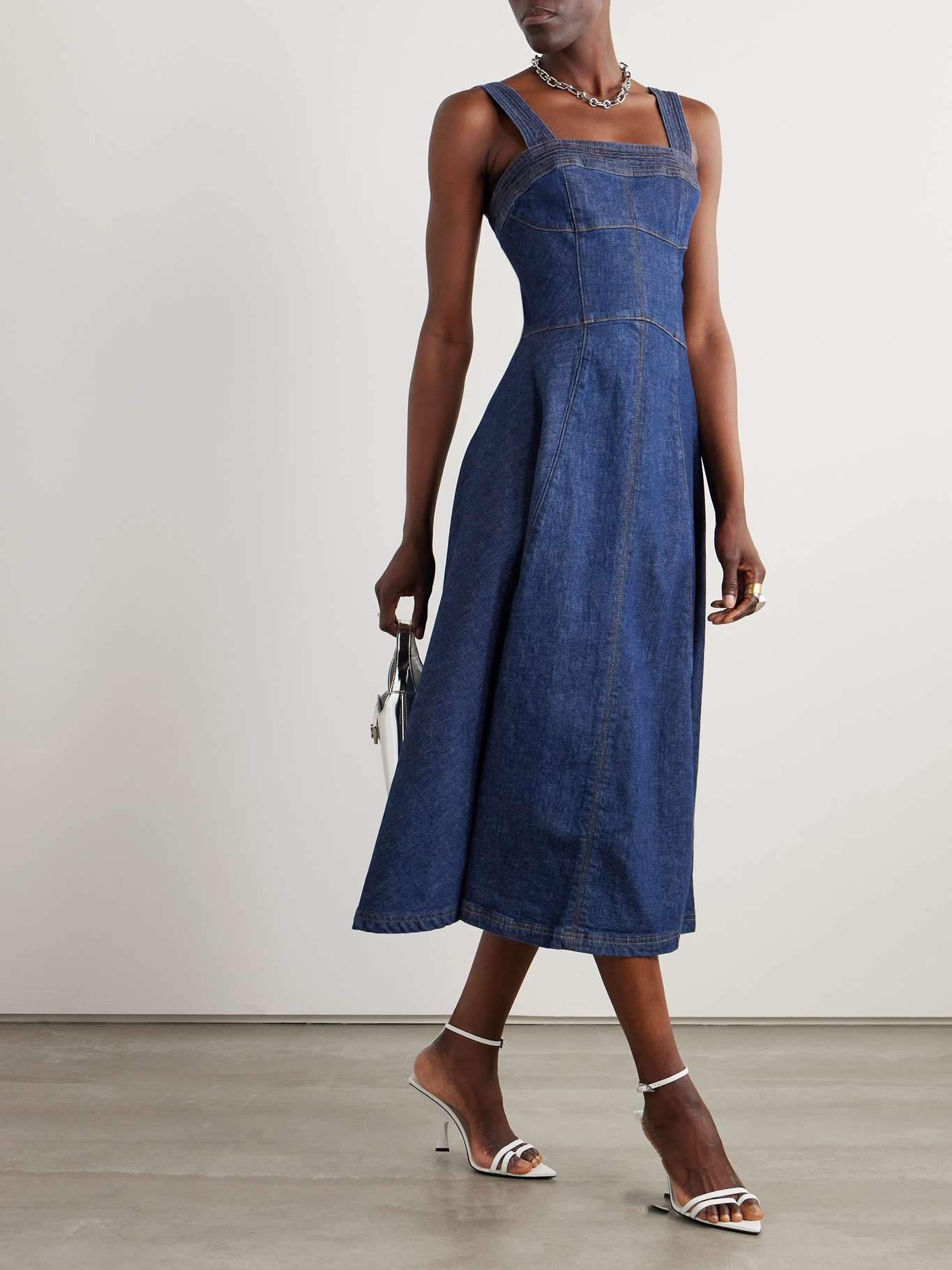 Cici paneled organic denim midi dress - 2