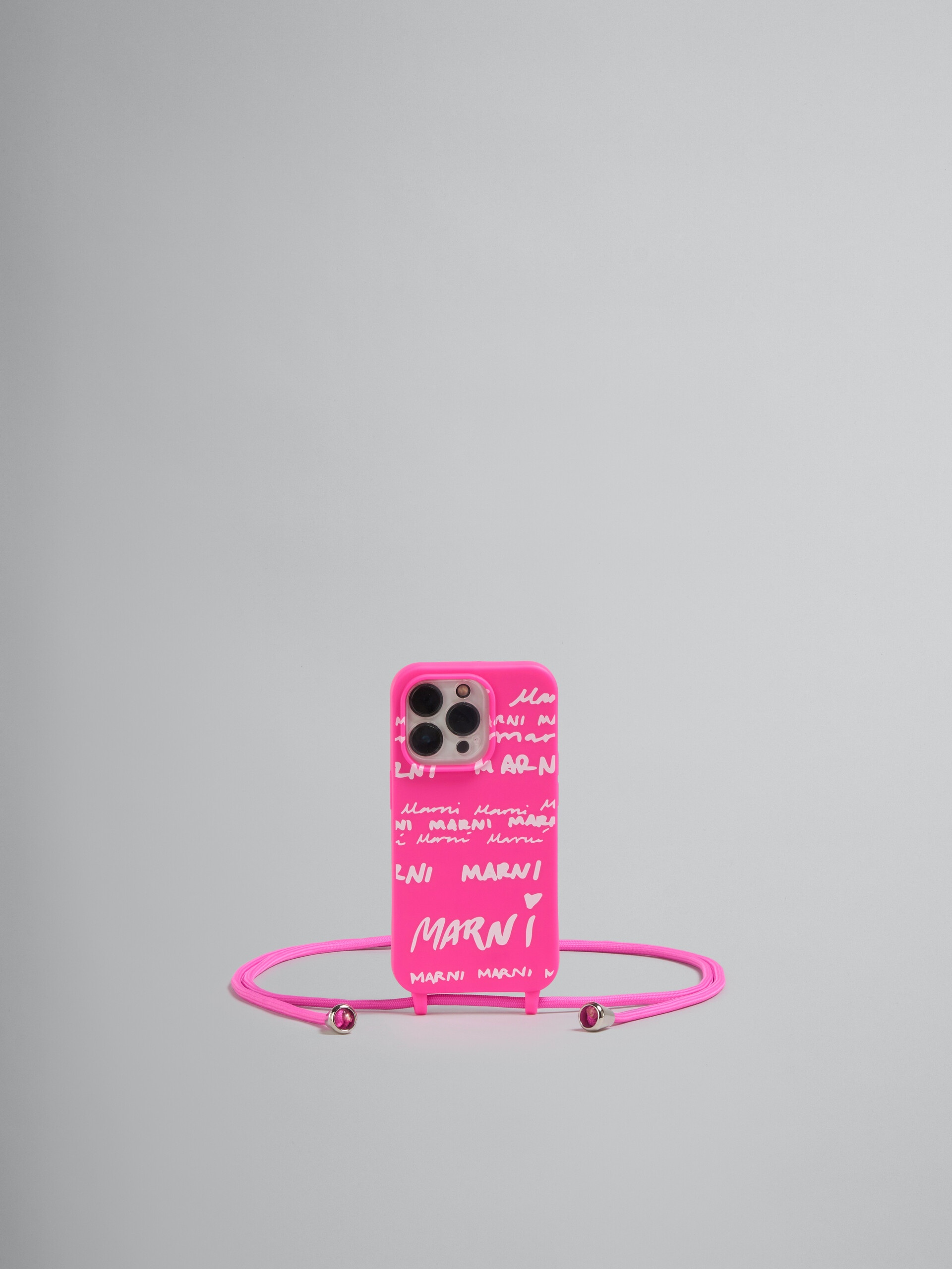 FUCHSIA GUMMY IPHONE COVER WITH NECK STRAP - 2
