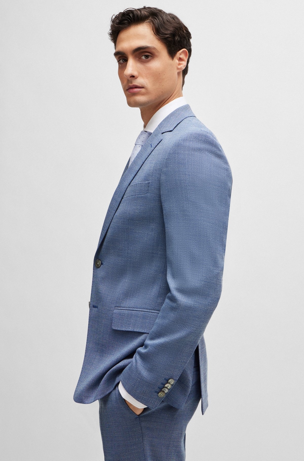 SLIM-FIT SUIT IN A HOPSACK-WEAVE WOOL BLEND - 2
