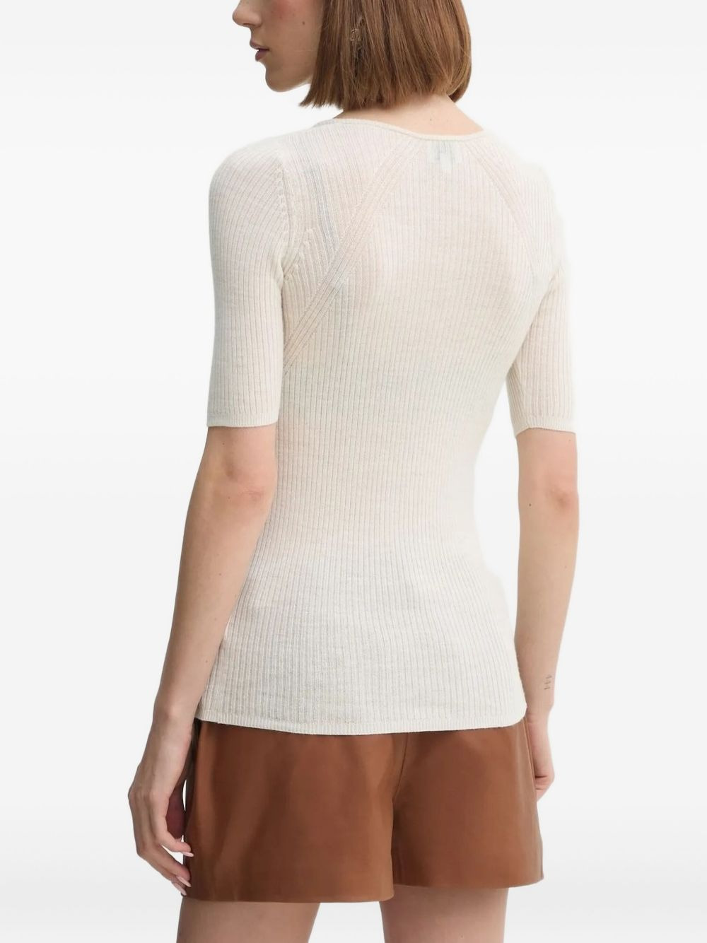 ribbed button-front top - 2
