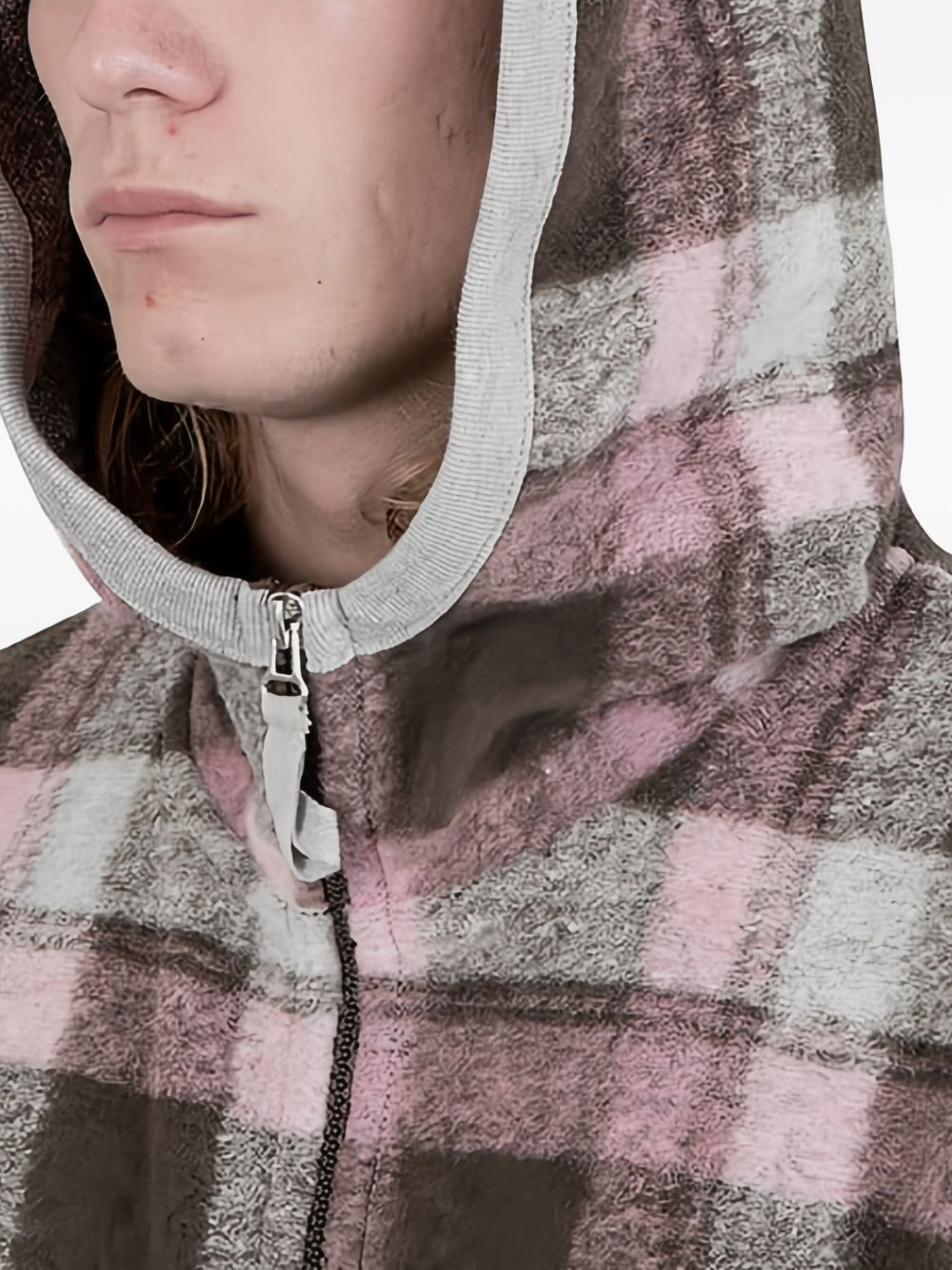 hooded checked jacket - 3
