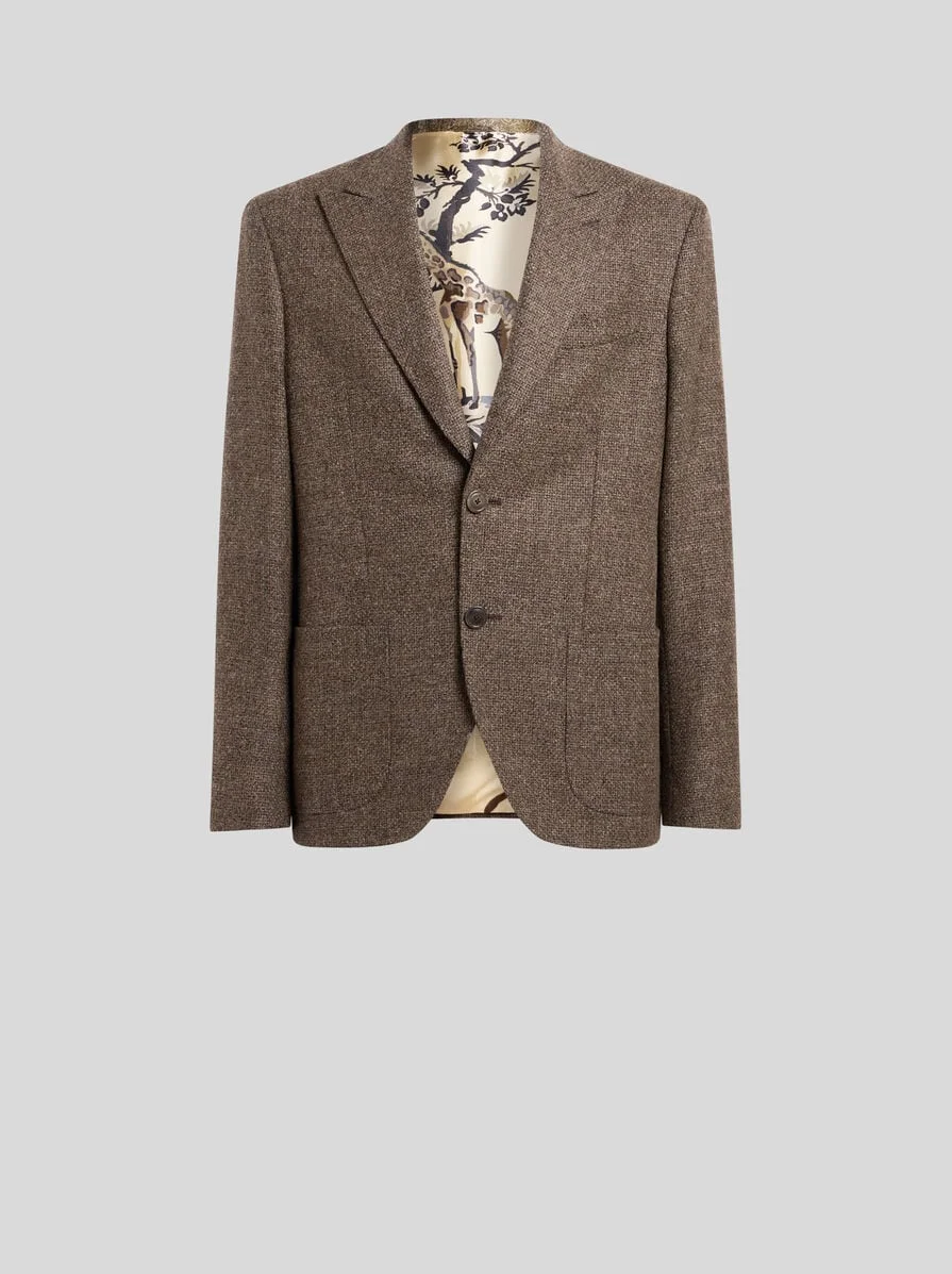 SINGLE-BREASTED WOOL-BLEND BASKETWEAVE JACKET - 1