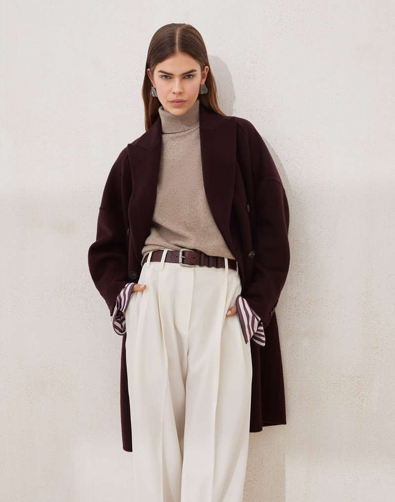 Hand-crafted coat in cashmere double beaver cloth with monili 4