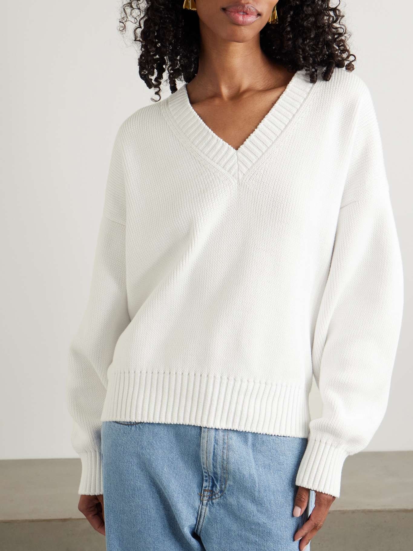 Knitted organic cotton sweater White - 3