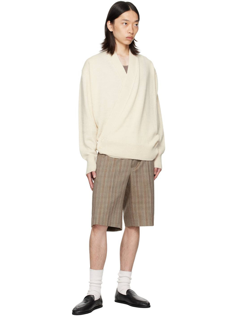 Dries Van Noten Beige Striped Shorts outlook