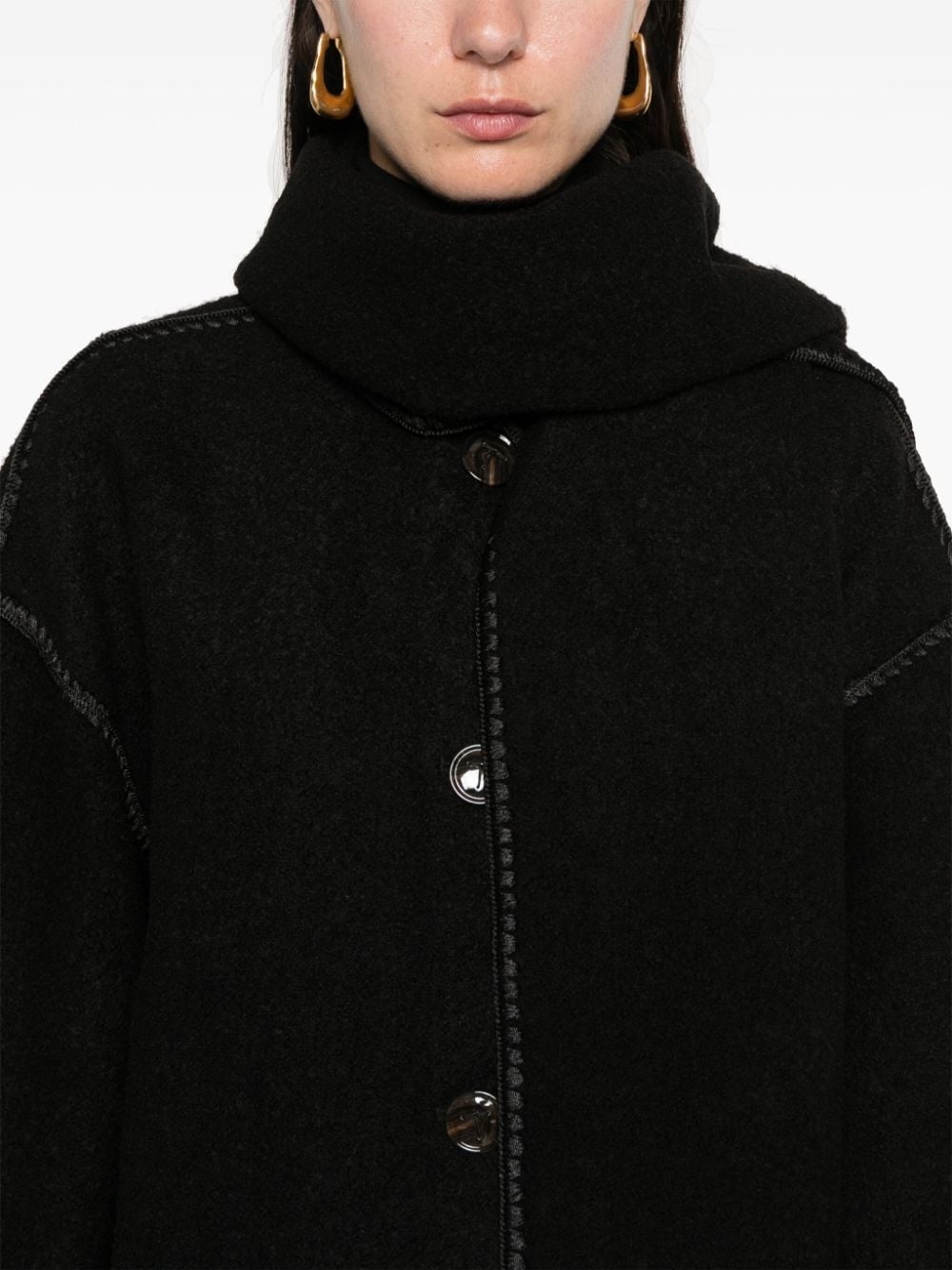 embroidered scarf coat - 5