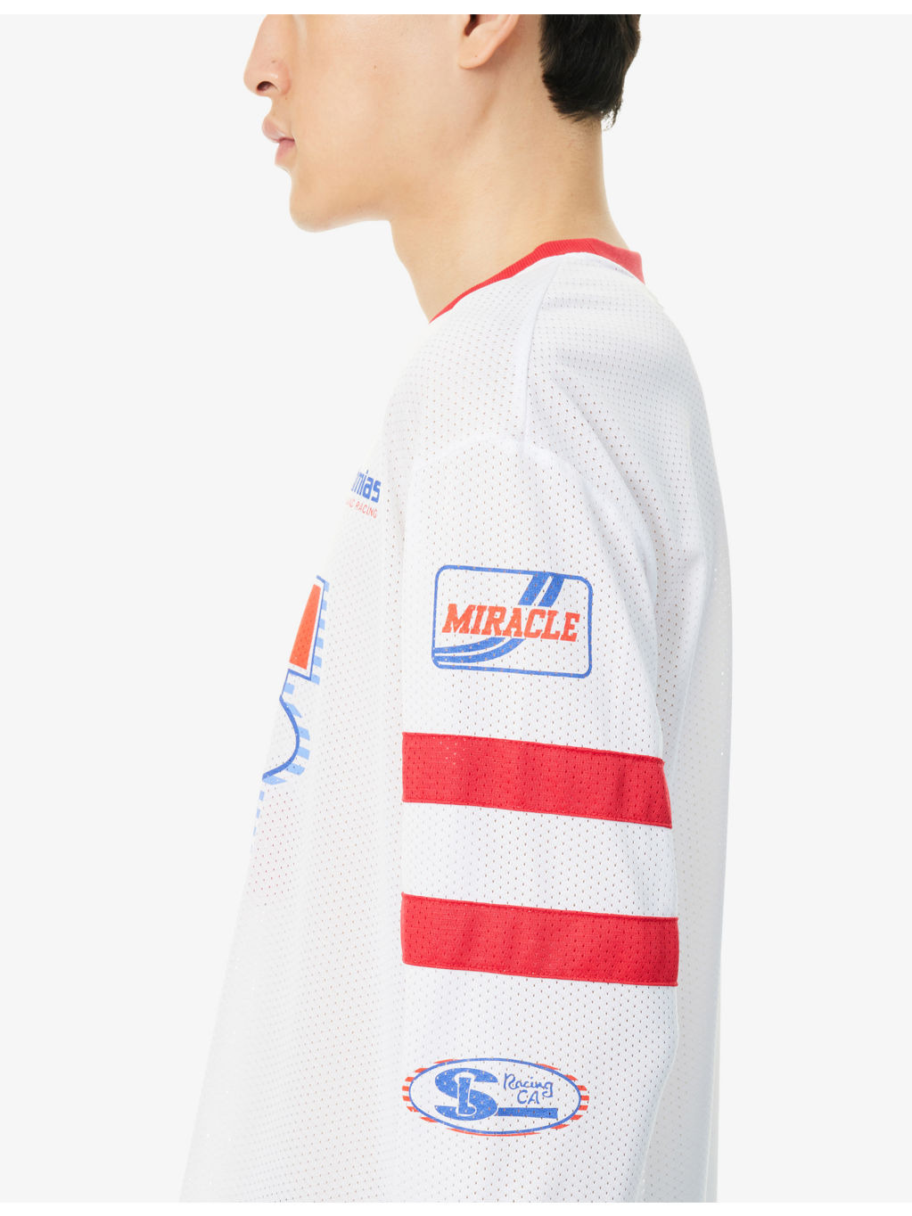 Racing Graphic-Print Long-Sleeve Mesh Top - 6