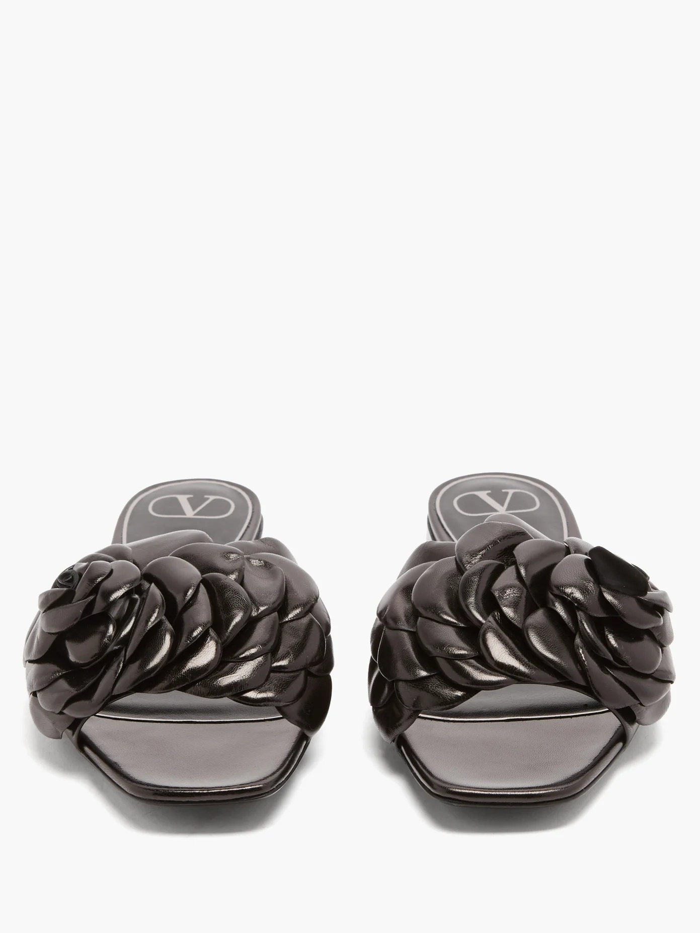 Atelier petal-embellished leather slides - 5