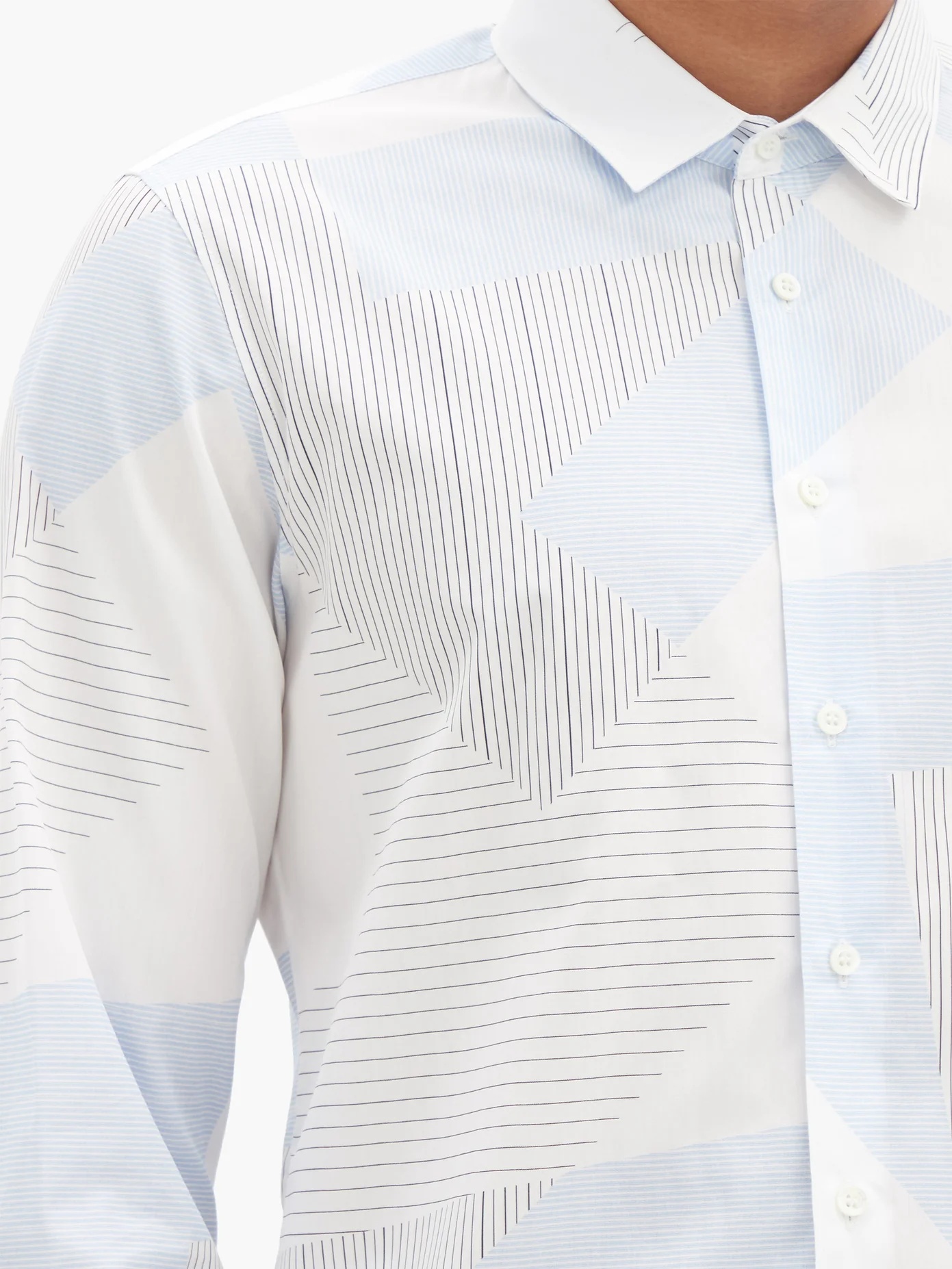 Geometric stripe-print cotton-poplin shirt - 3