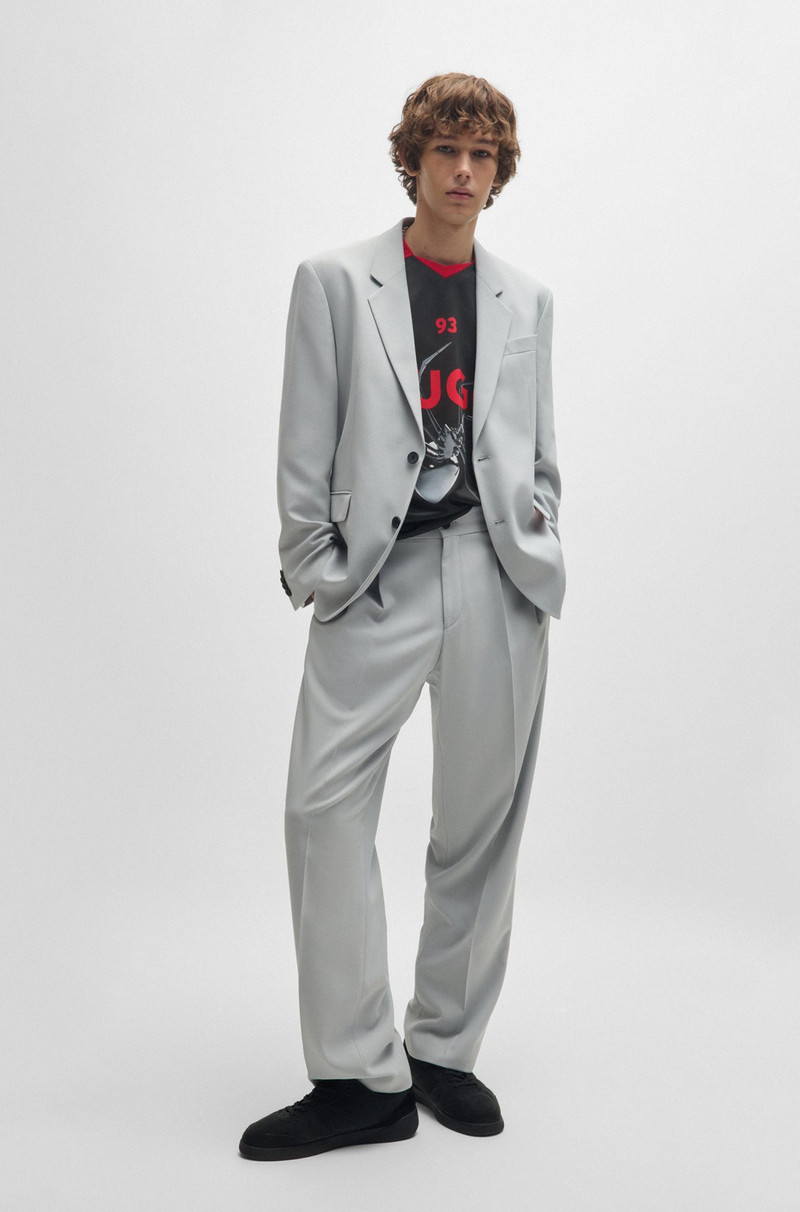 HUGO RELAXED-FIT FOOTBALL-STYLE MESH T-SHIRT WITH SEASONAL PRINT outlook