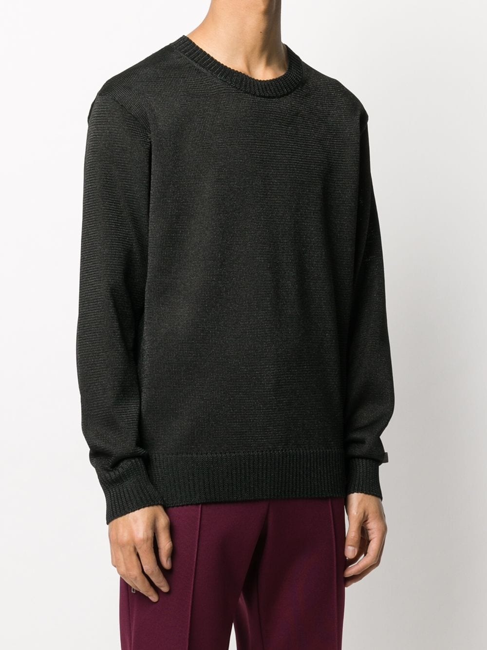 textured crew neck jumper - 3