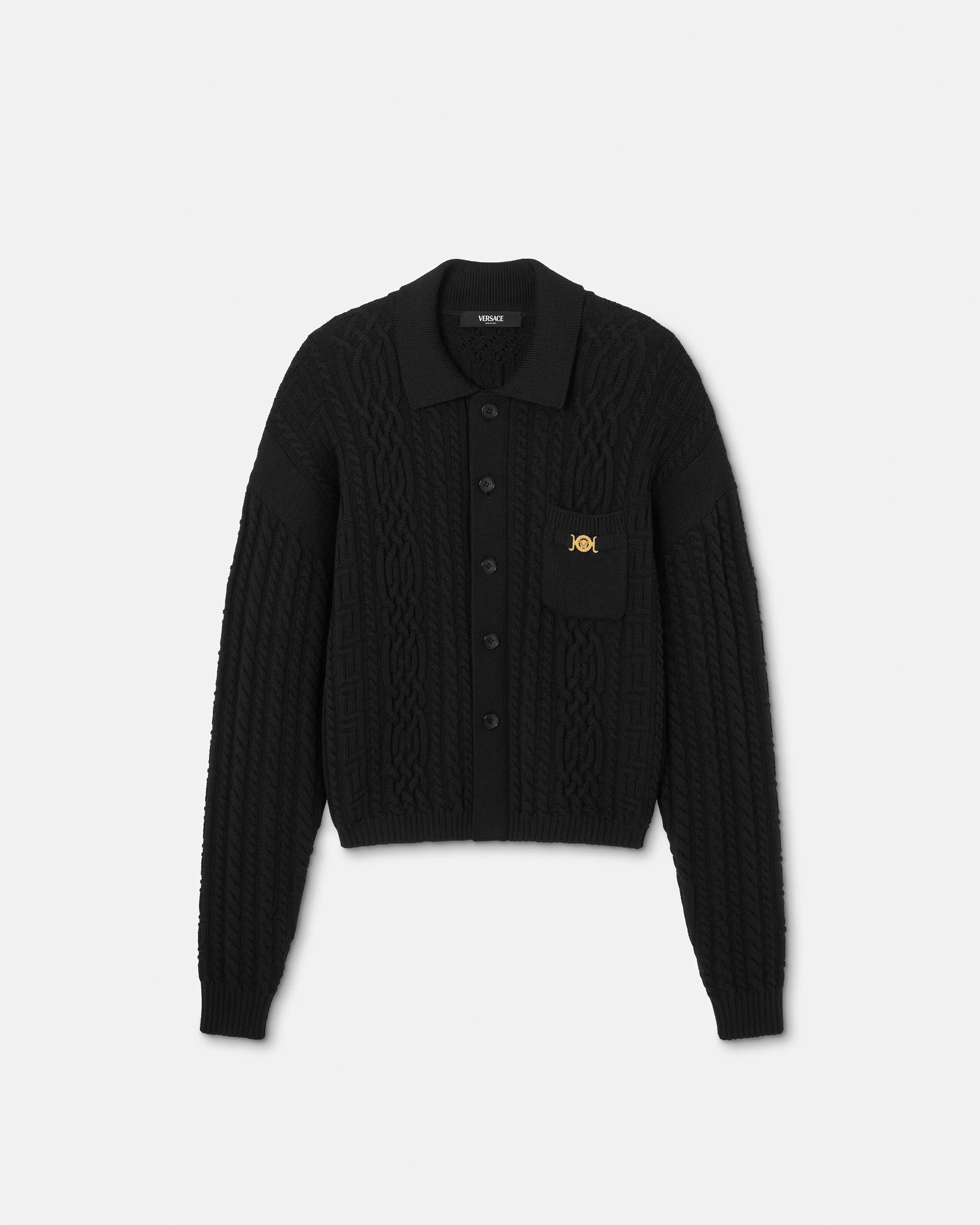 Mixed-Stitch Wool Knit Sweater - 1