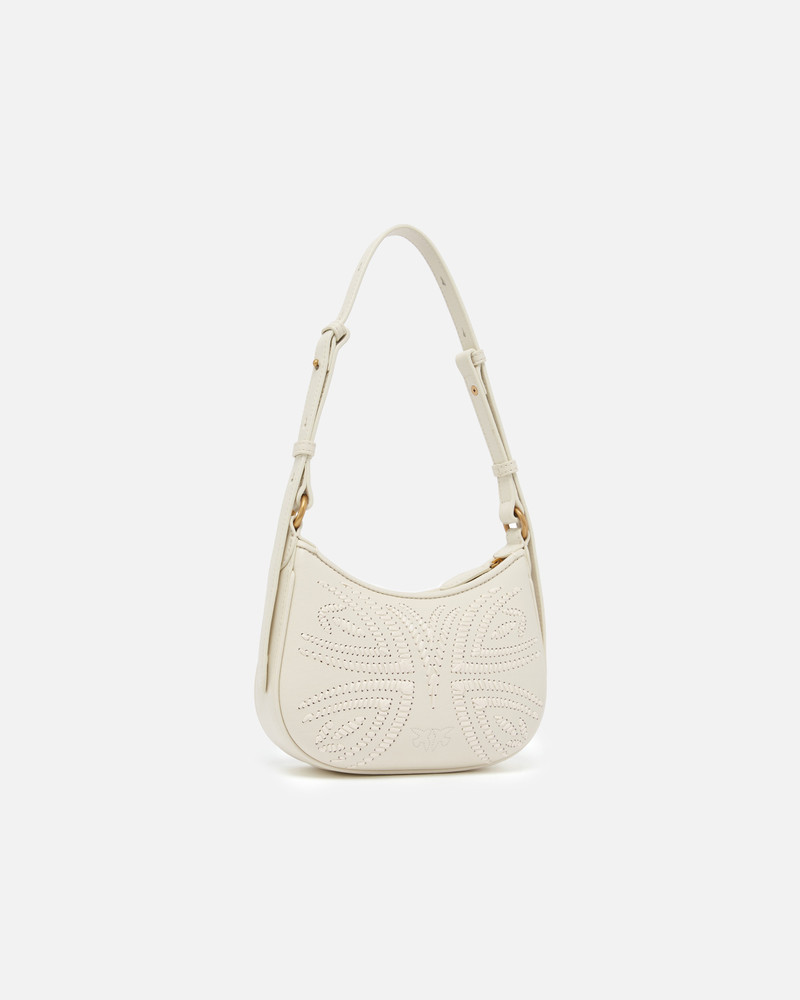 PINKO BABY HALF MOON SHOULDER BAG WITH RAFFIA EMBROIDERY outlook