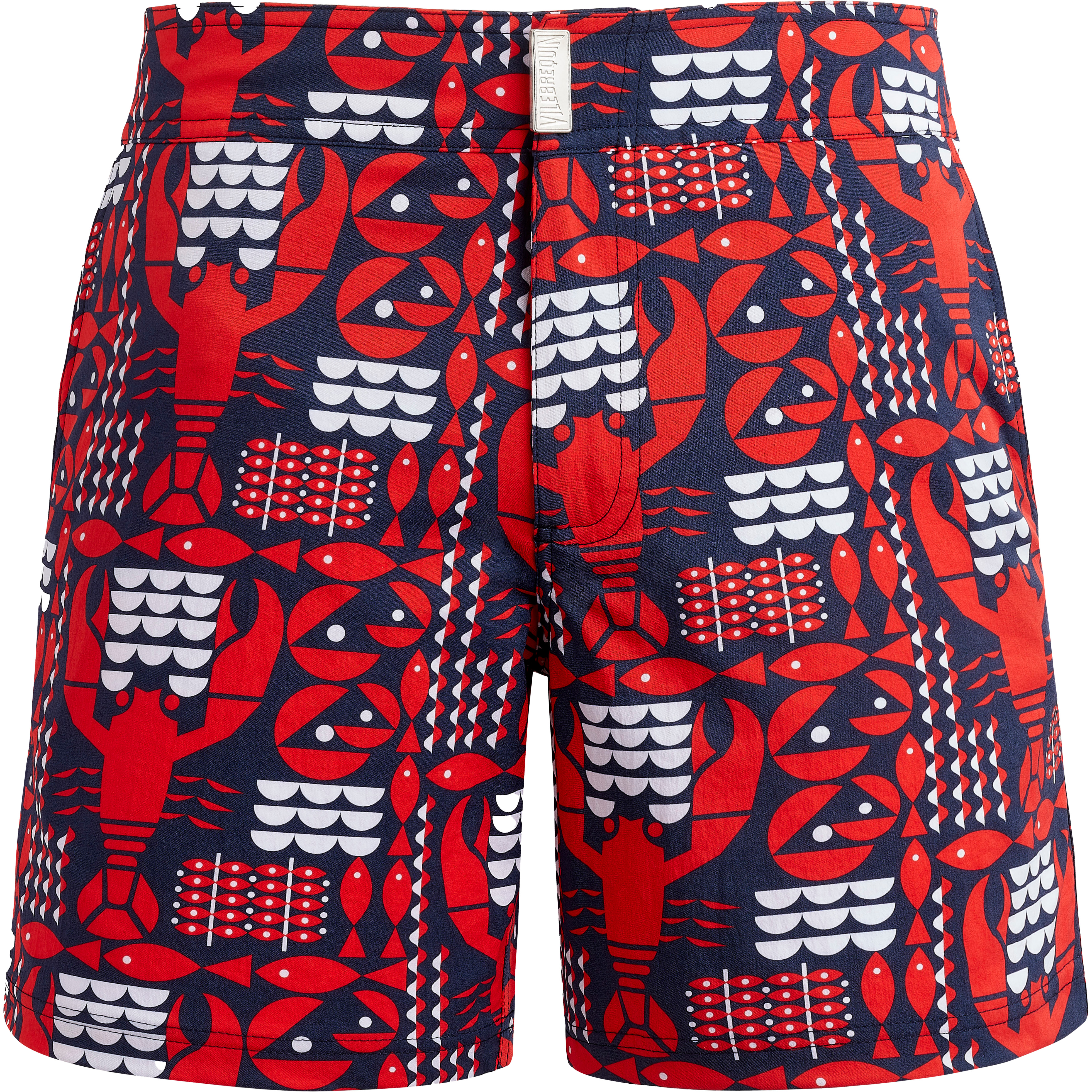 Men Stretch Flat Belt Swim Trunks Graphic Lobsters - 1
