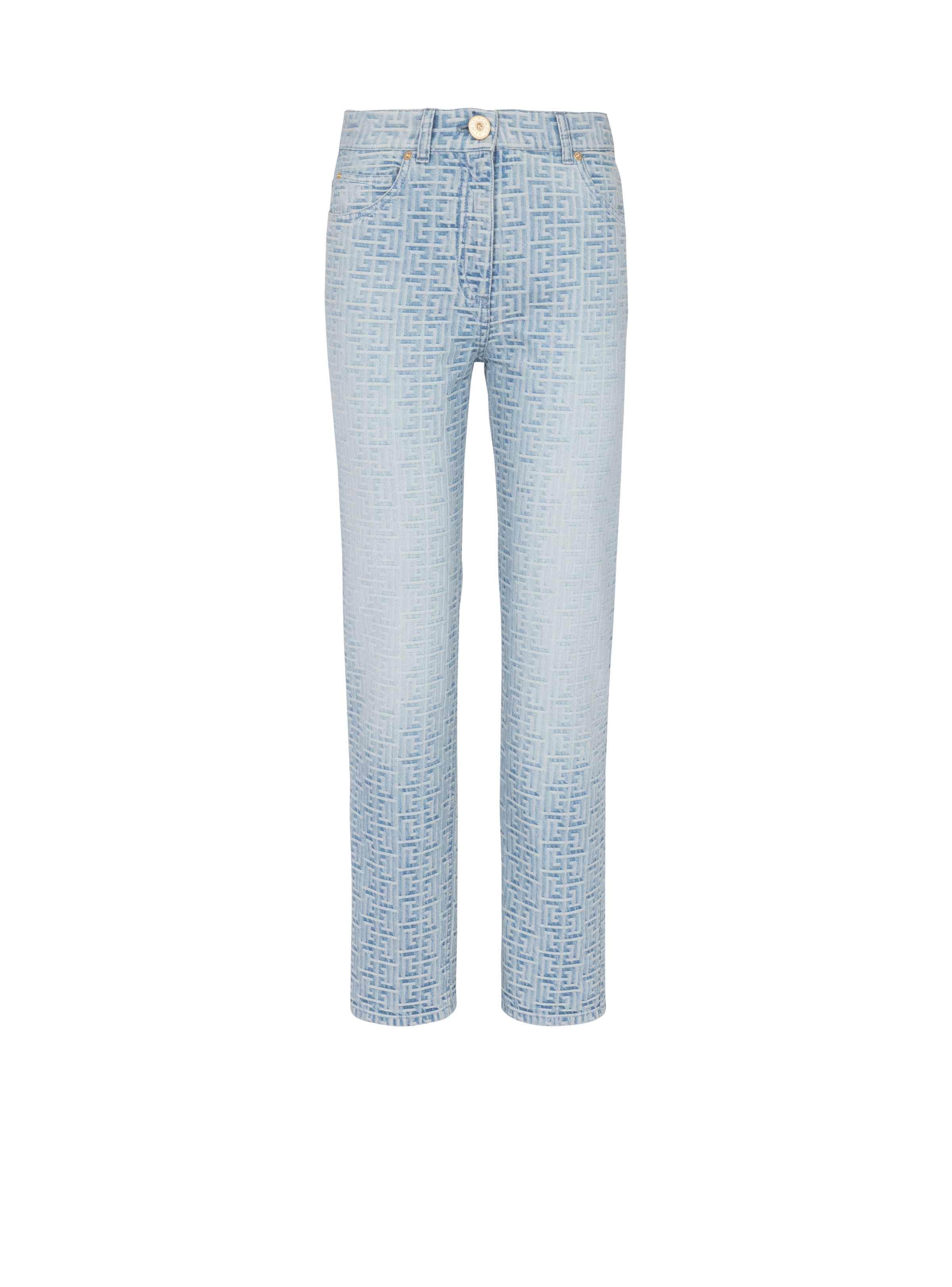 Monogrammed straight-cut denim jeans - 1