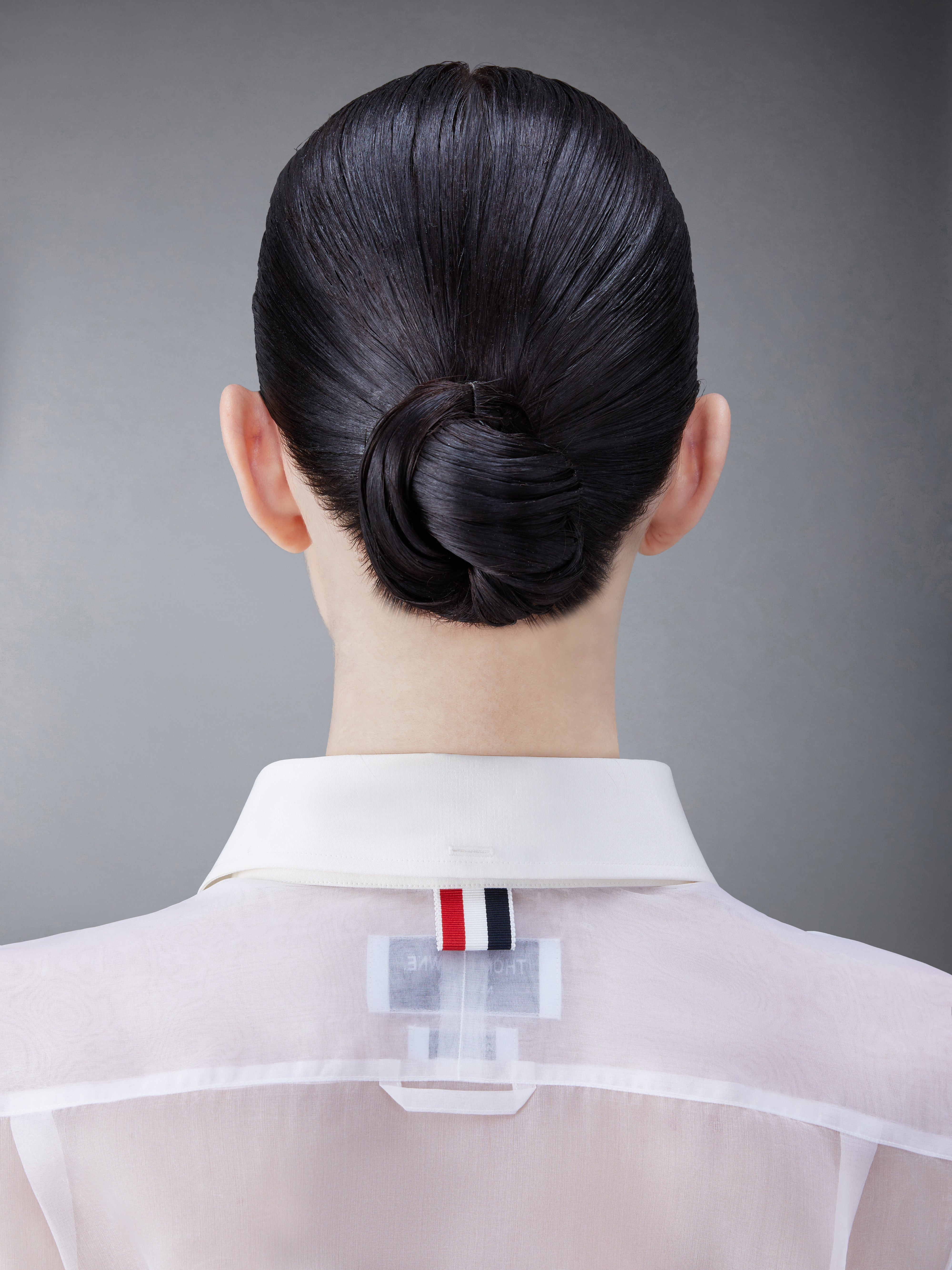 RWB-placket transparent silk shirt - 6