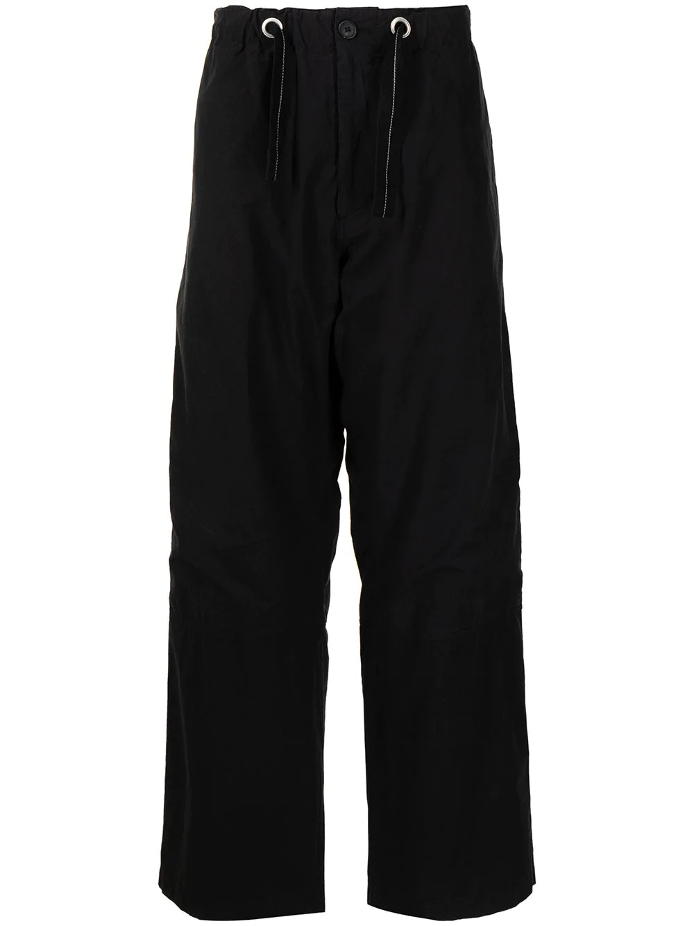 drawstring-waist cotton trousers - 1