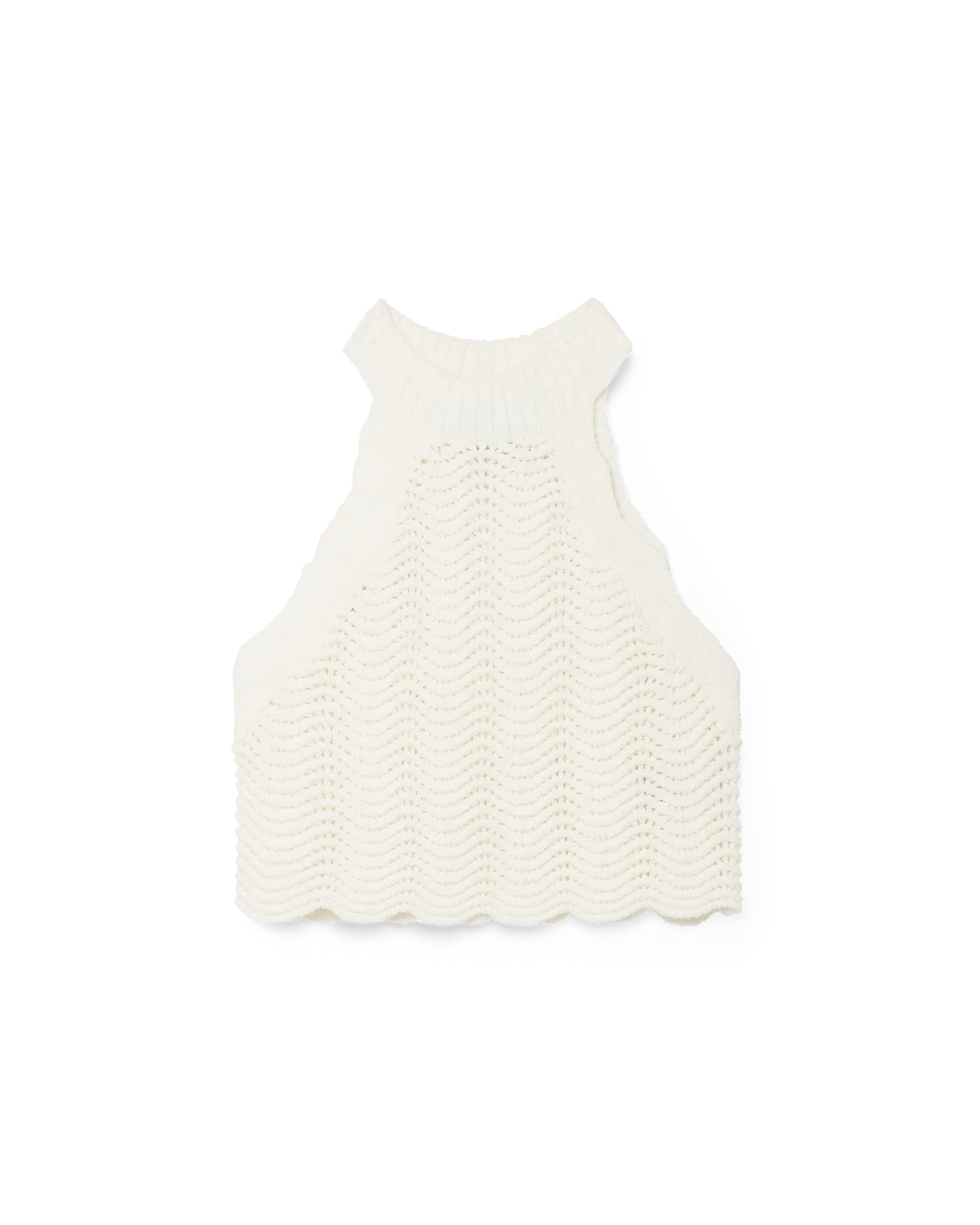 White Crochet Racer Top - 2