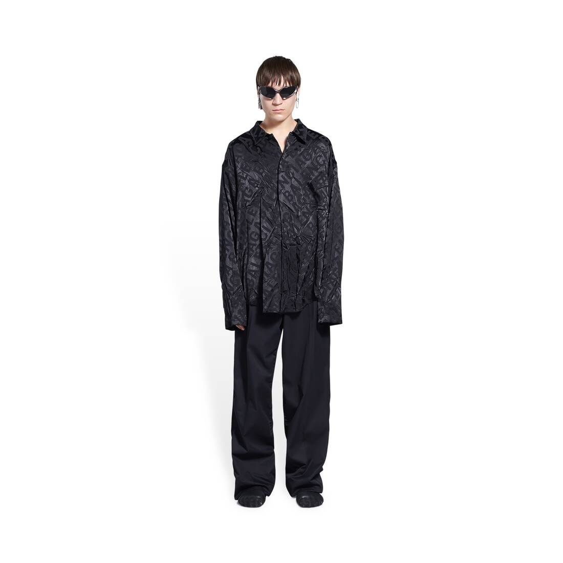 Men's Large Logo Minimal Shirt in Black - 2