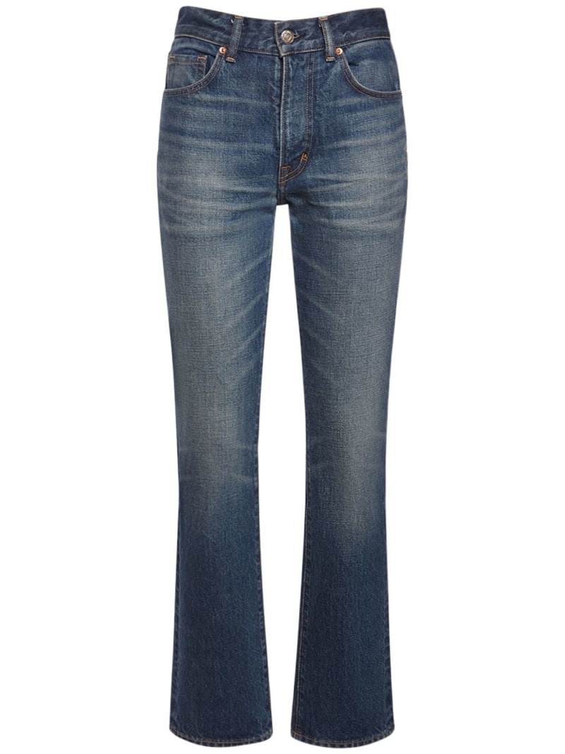 Stonewashed denim midrise straight jeans - 1