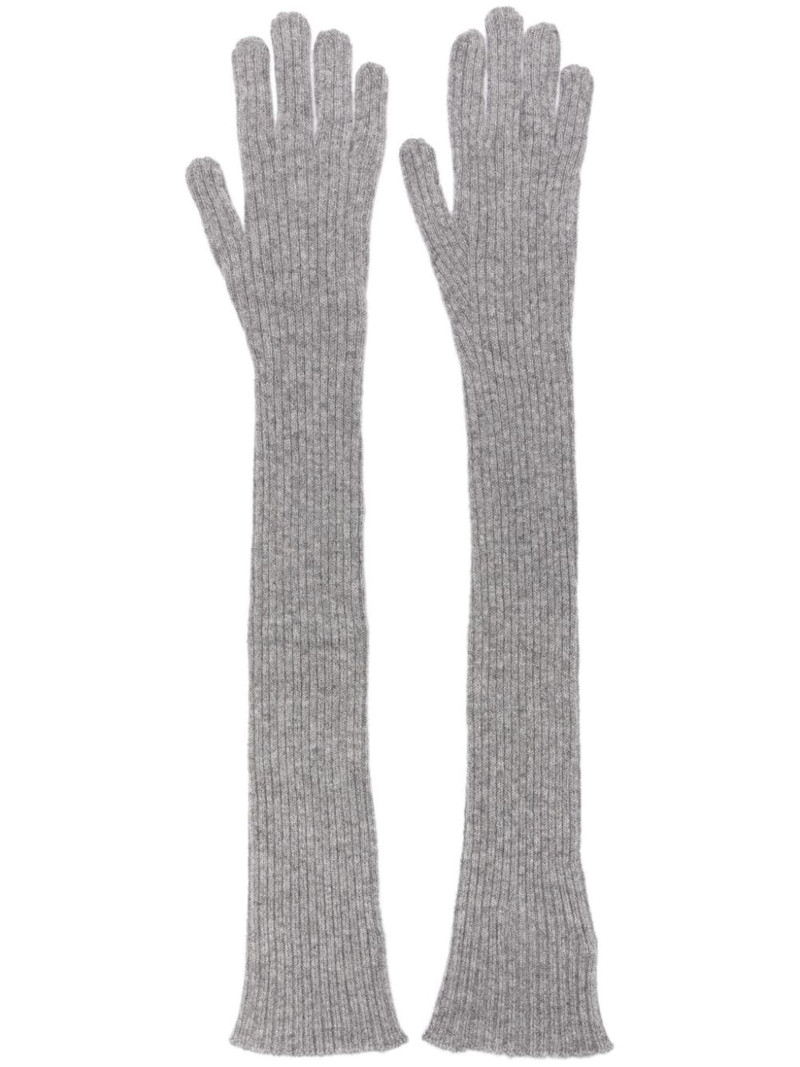 elbow-length ribbed cashmere gloves 1