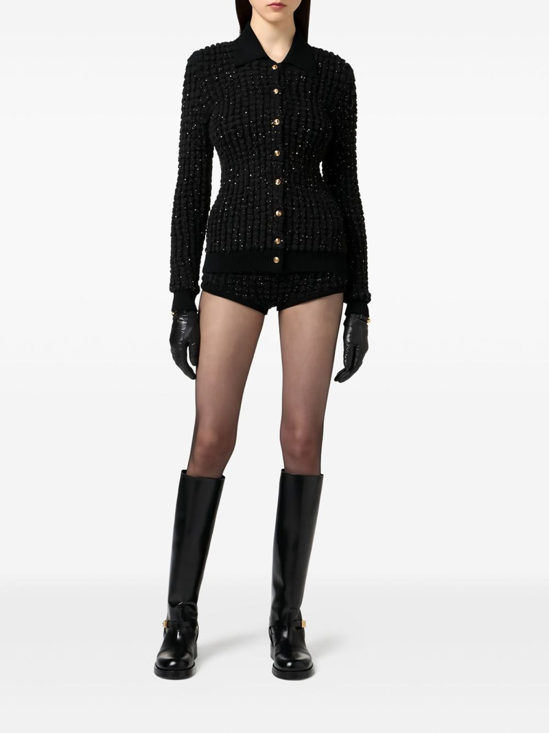 ELISABETTA FRANCHI sequin-embellished bouclé cardigan outlook